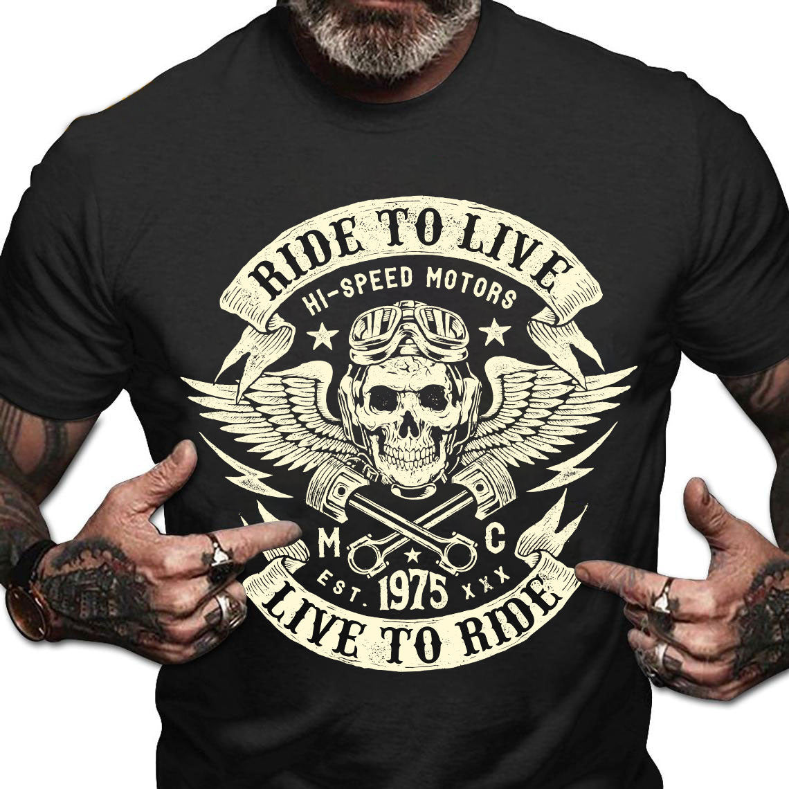 Bikergod Biker Ride to Live Motorcycle Motorcycle T Shirt Design 2D Printed HM26052506
