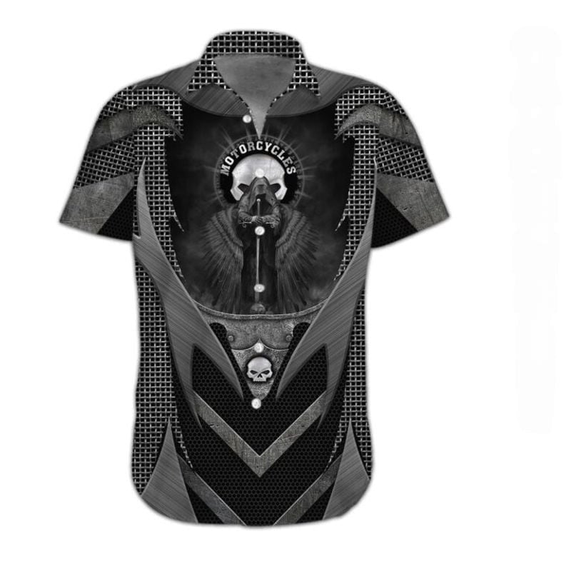 Bikergod Motorcycle Skull Biker Button Shirt Design 3D Full Printed Sizes S - 5XL NALA351D