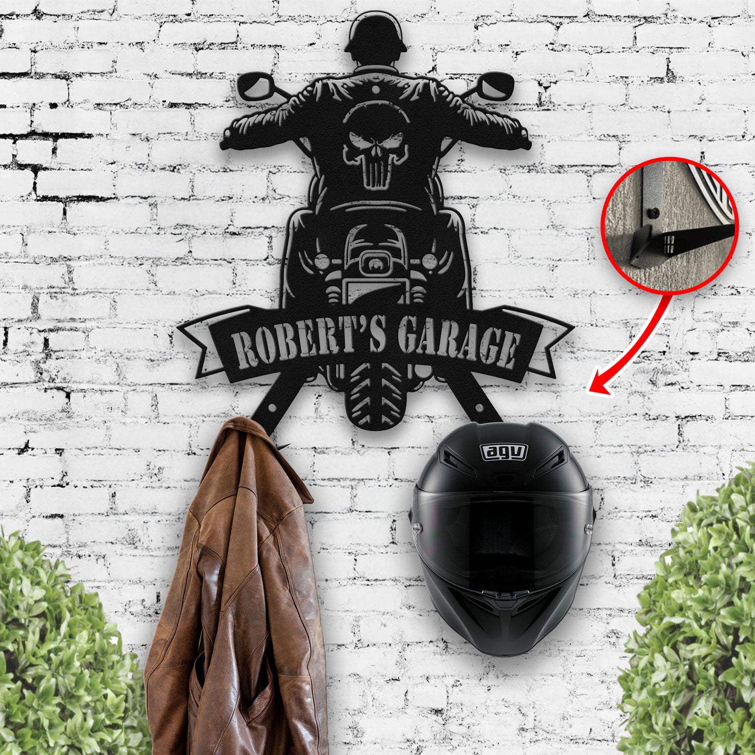 Bikergod Custom Name Motorcycle Helmet Holder Metal Sign– Motorcycle Men Gift LN030625MS01