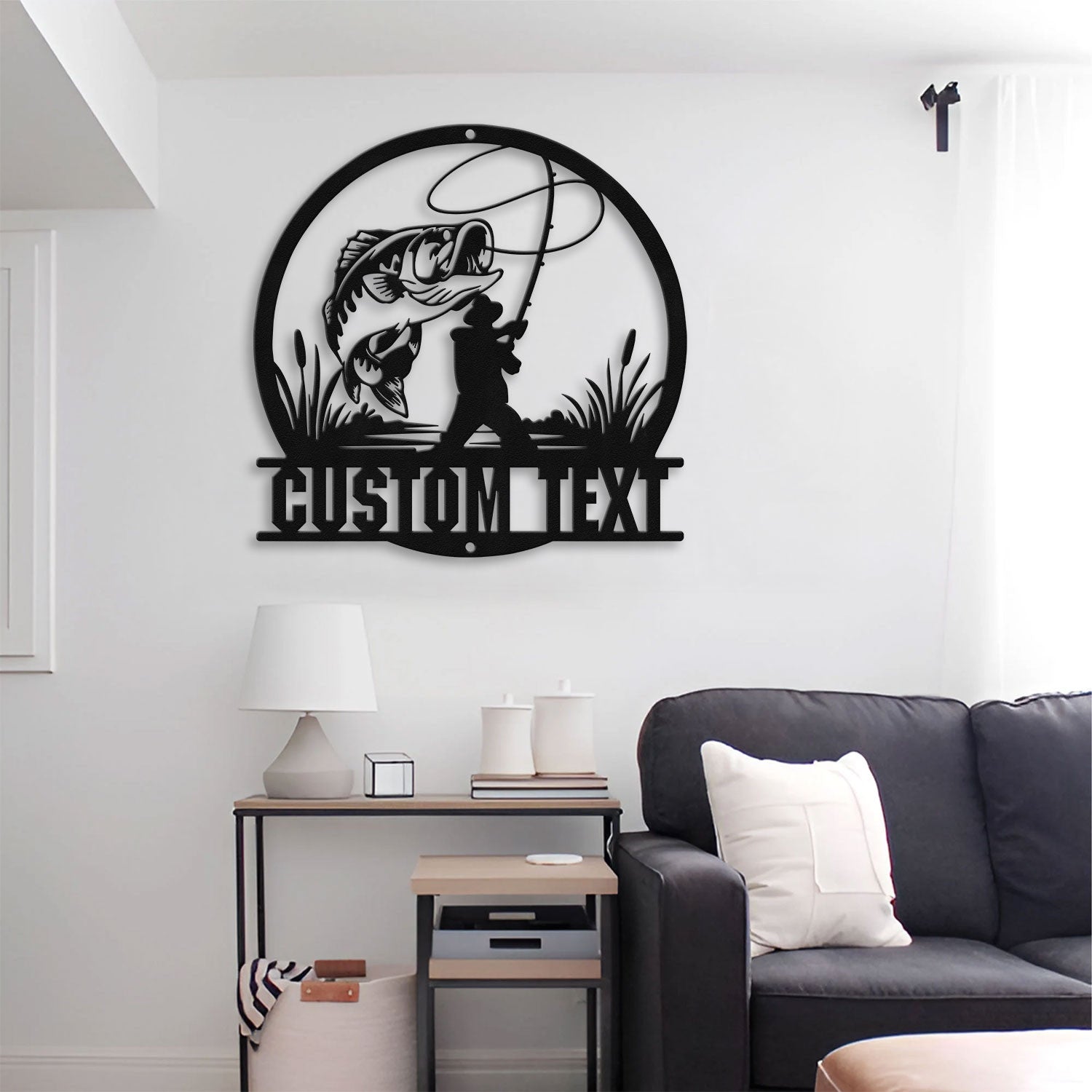 Bikergod Custom Name Fishing Metal Sign Wall Art – Fishing Gifts for Men LN030625MS04