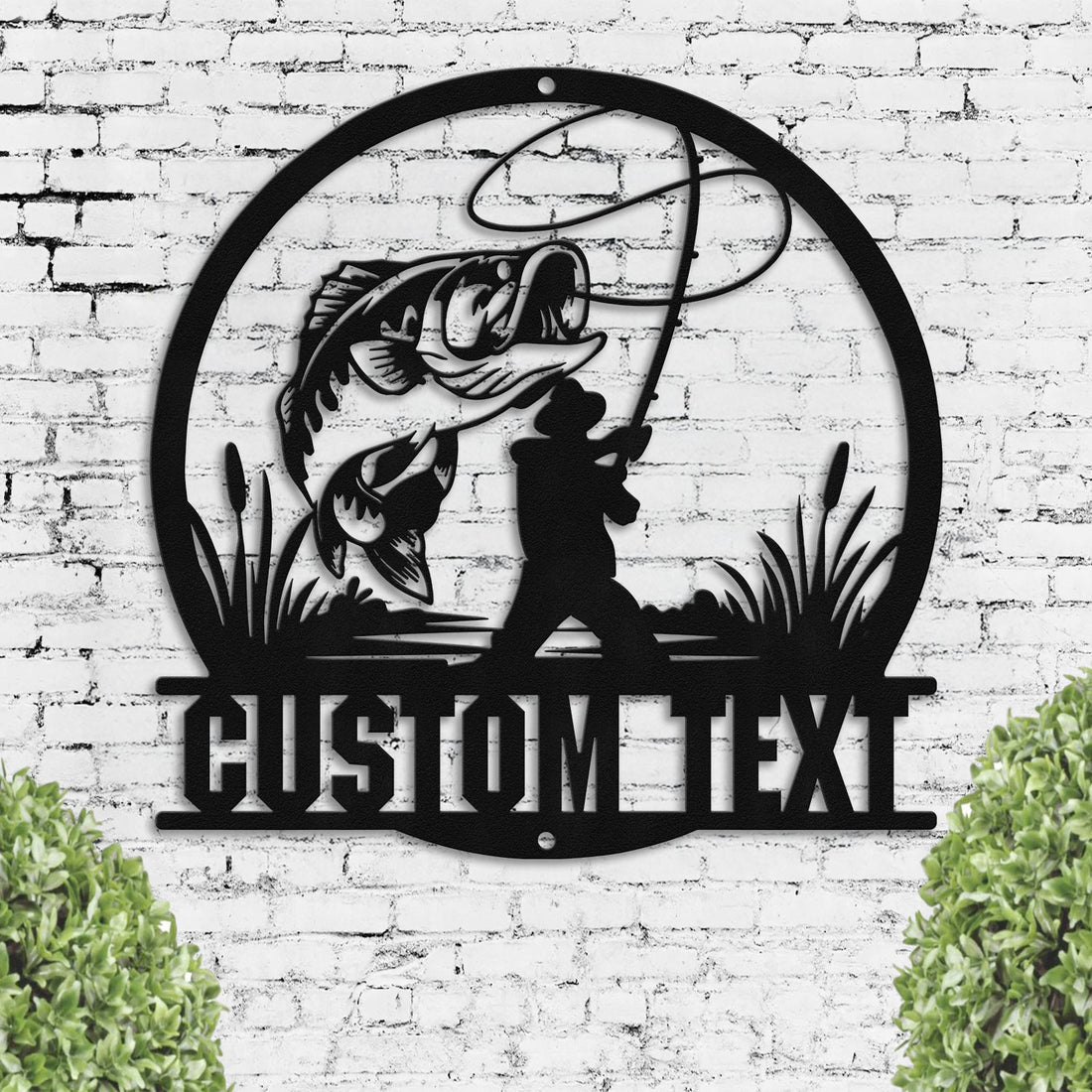 Bikergod Custom Name Fishing Metal Sign Wall Art – Fishing Gifts for Men LN030625MS04