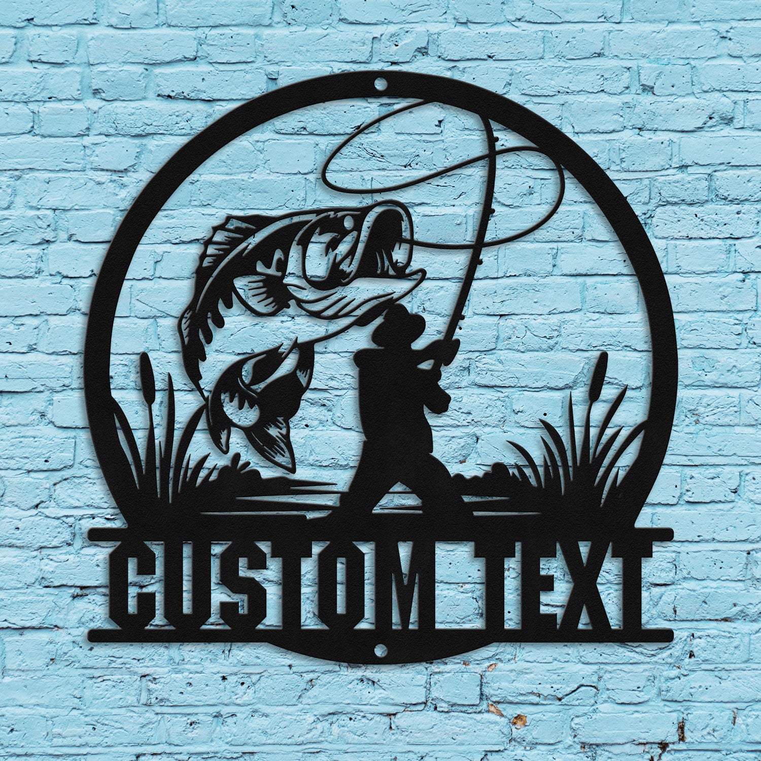 Bikergod Custom Name Fishing Metal Sign Wall Art – Fishing Gifts for Men LN030625MS04