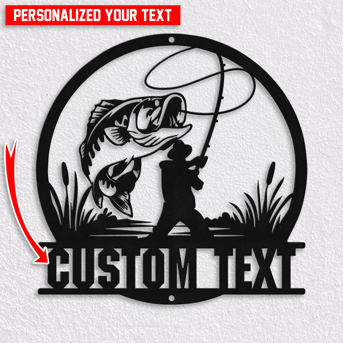 Bikergod Custom Name Fishing Metal Sign Wall Art – Fishing Gifts for Men LN030625MS04