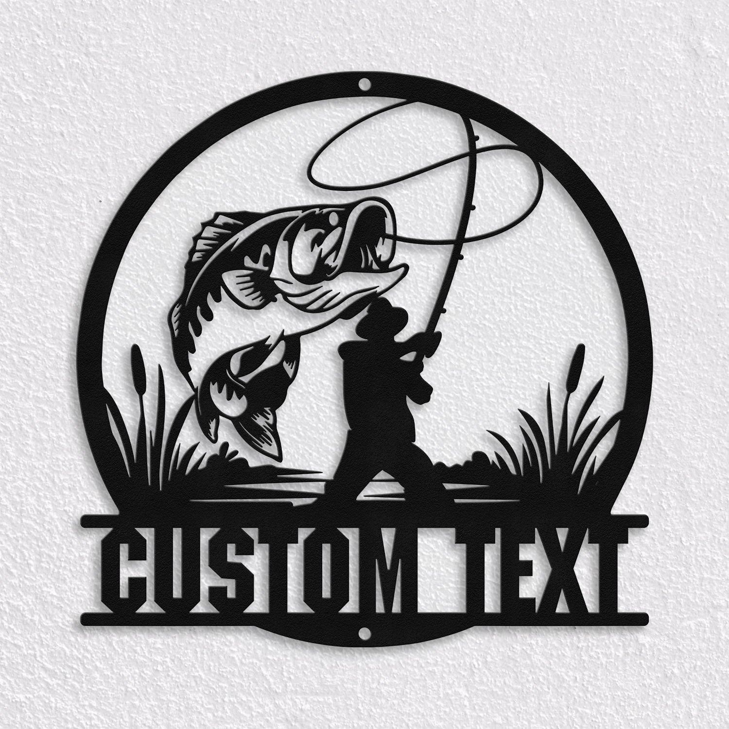 Bikergod Custom Name Fishing Metal Sign Wall Art – Fishing Gifts for Men LN030625MS04