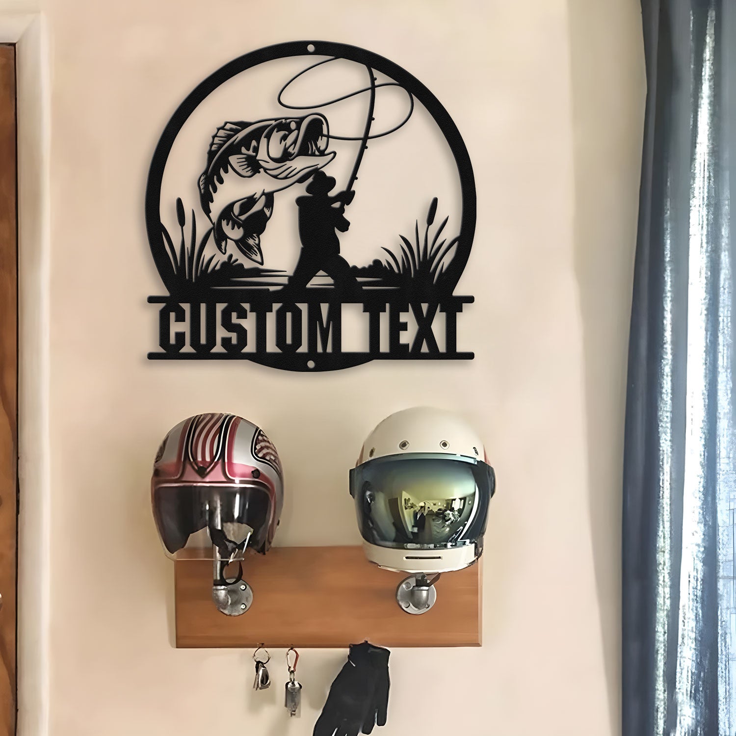 Bikergod Custom Name Fishing Metal Sign Wall Art – Fishing Gifts for Men LN030625MS04