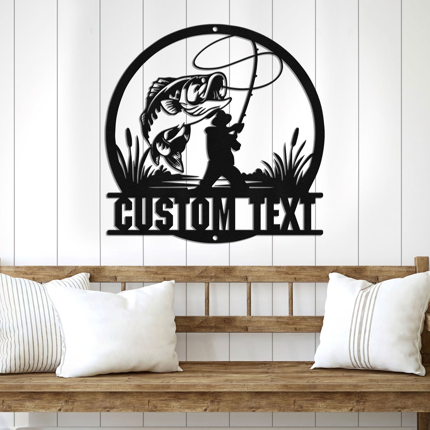 Bikergod Custom Name Fishing Metal Sign Wall Art – Fishing Gifts for Men LN030625MS04