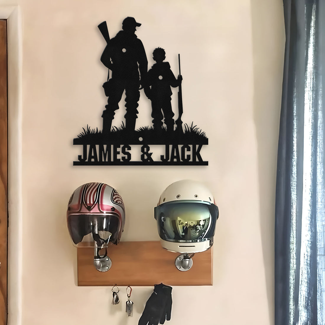 Bikergod Custom Name Dad And Son Hunting Metal Sign – Hunting Lover Sign LN030625MS05