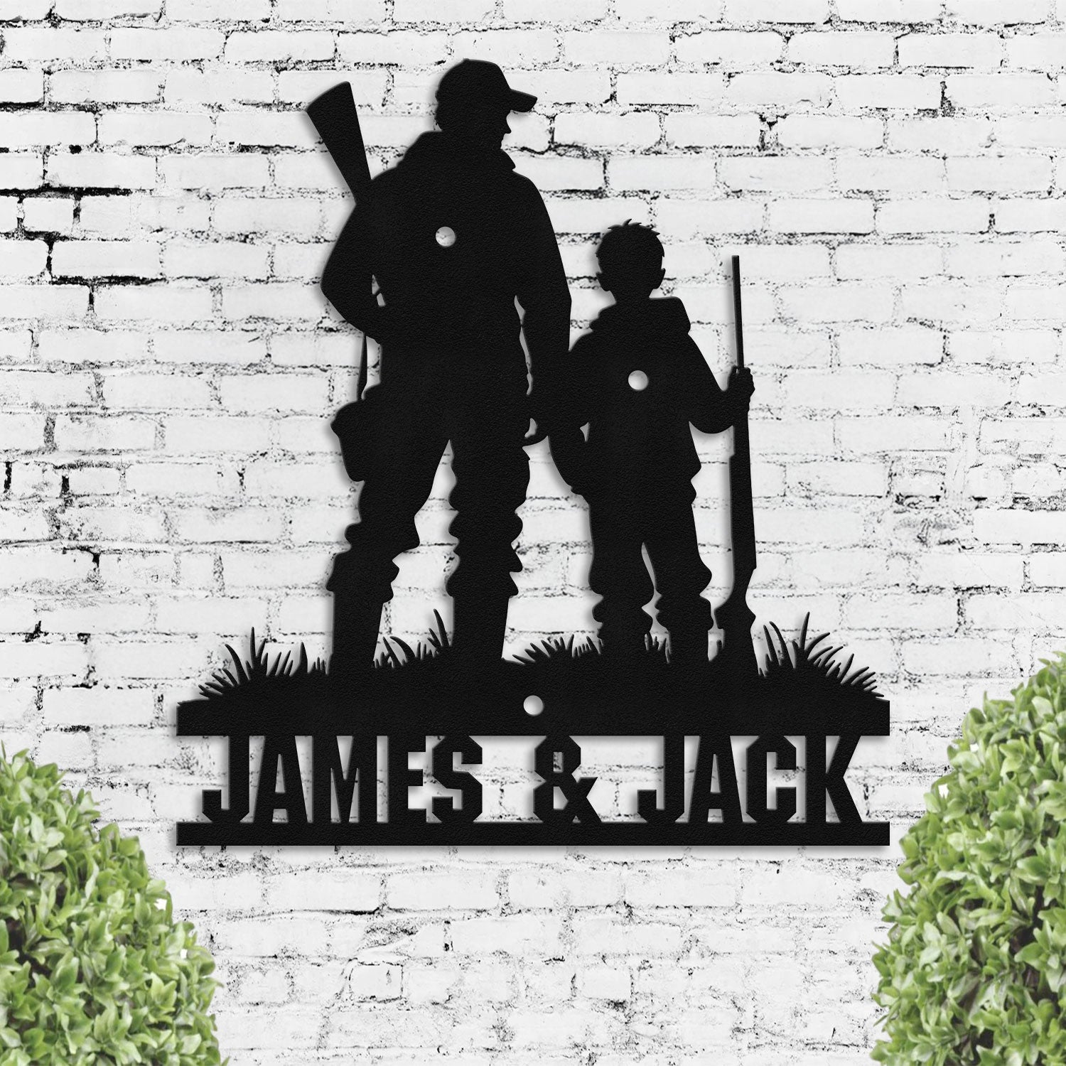 Bikergod Custom Name Dad And Son Hunting Metal Sign – Hunting Lover Sign LN030625MS05