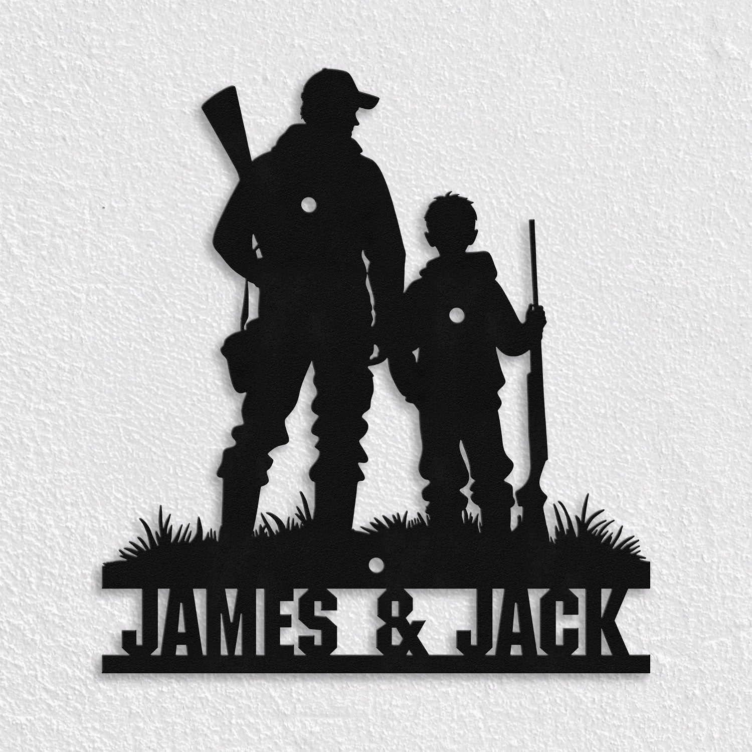 Bikergod Custom Name Dad And Son Hunting Metal Sign – Hunting Lover Sign LN030625MS05