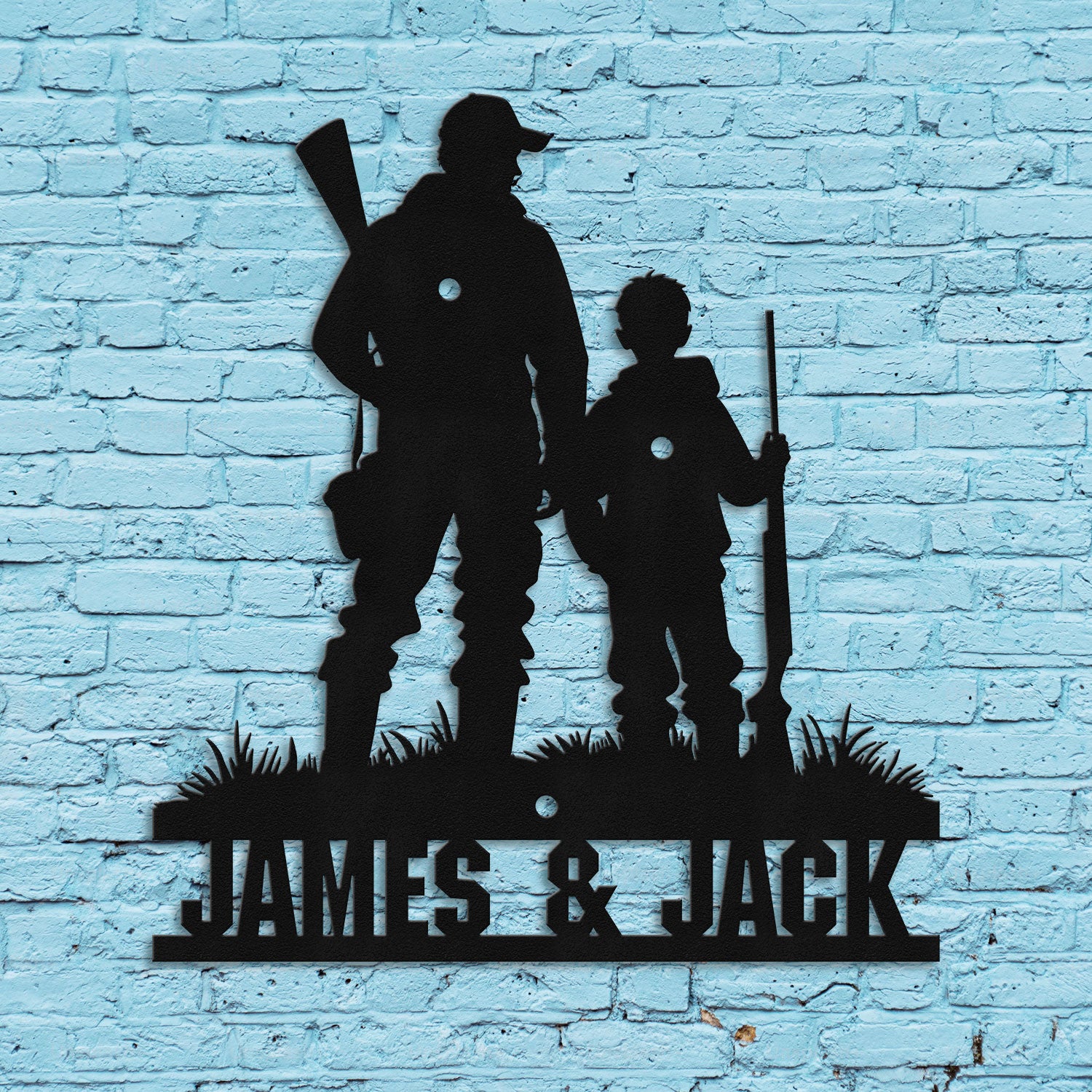 Bikergod Custom Name Dad And Son Hunting Metal Sign – Hunting Lover Sign LN030625MS05