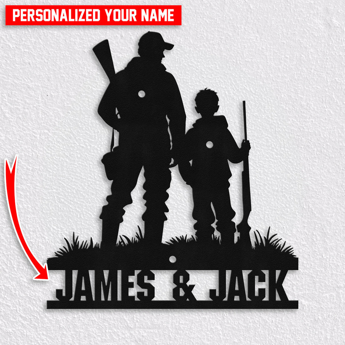 Bikergod Custom Name Dad And Son Hunting Metal Sign – Hunting Lover Sign LN030625MS05