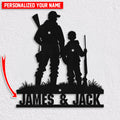 Bikergod Custom Name Dad And Son Hunting Metal Sign – Hunting Lover Sign LN030625MS05