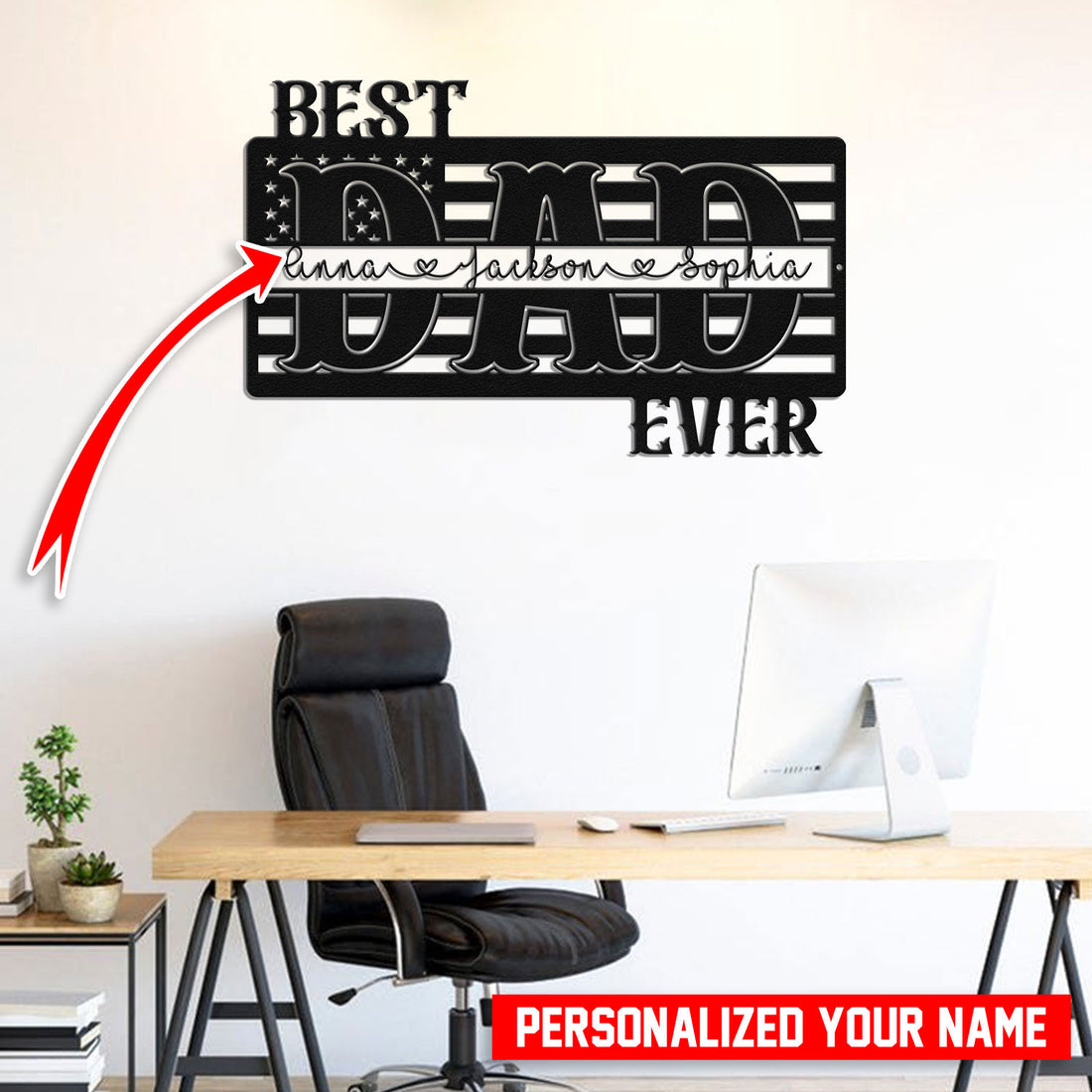 Bikergod Custom Name Best Dad Ever Metal Sign – Personalized Man Cave Decor LN030625MS06