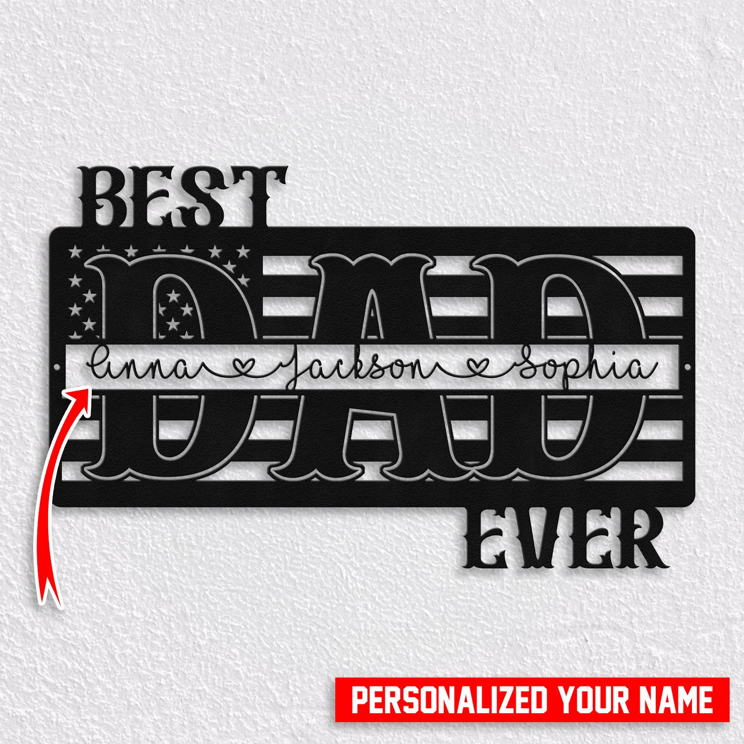 Bikergod Custom Name Best Dad Ever Metal Sign – Personalized Man Cave Decor LN030625MS06