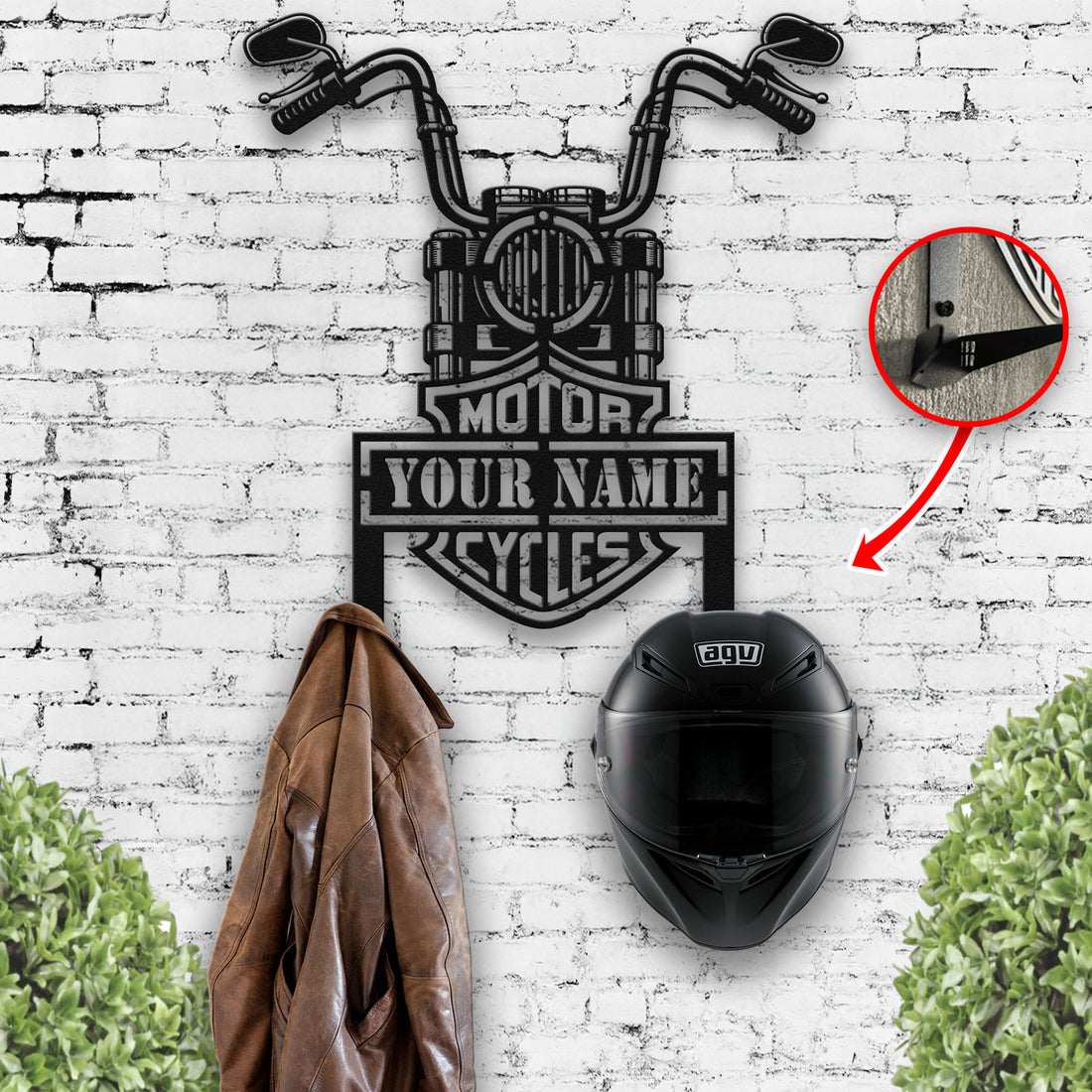 Bikergod Custom Name Motorcycle Helmet Holder Metal Sign Motorcycle Men Gift DH042025TS38
