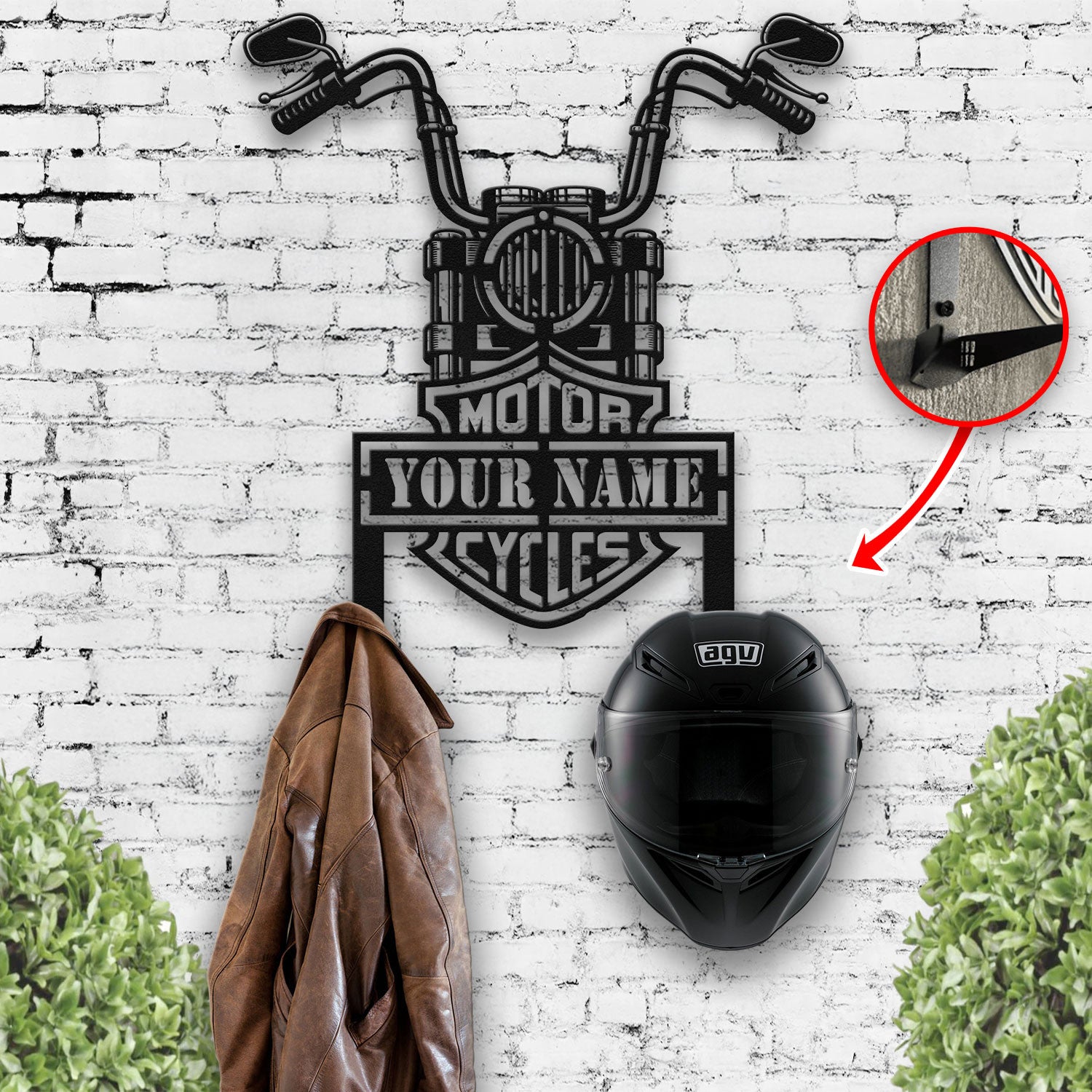 Bikergod Custom Name Motorcycle Helmet Holder Metal Sign Motorcycle Men Gift DH042025TS38