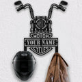Bikergod Custom Name Motorcycle Helmet Holder Metal Sign Motorcycle Men Gift DH042025TS38