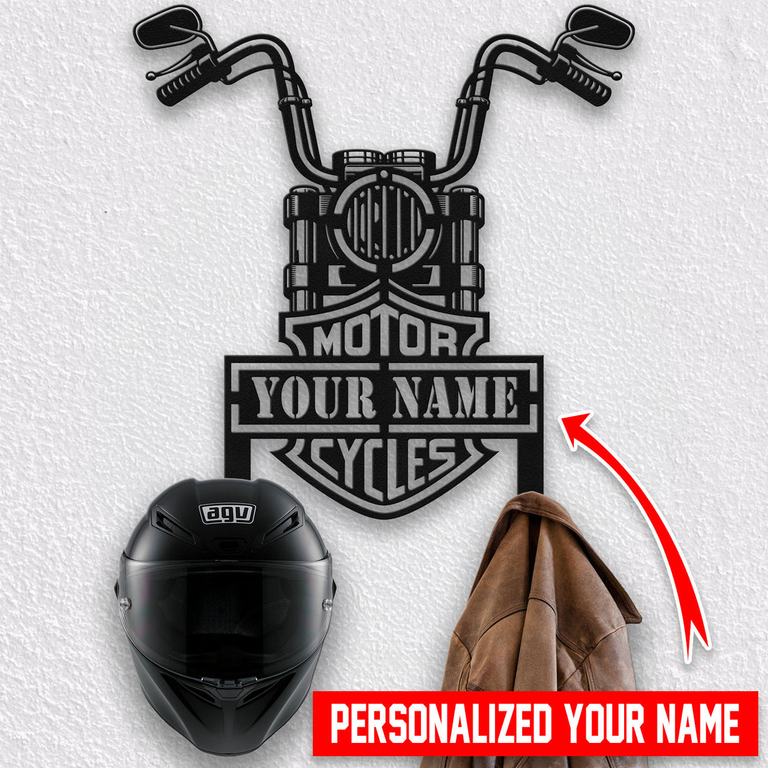 Bikergod Custom Name Motorcycle Helmet Holder Metal Sign Motorcycle Men Gift DH042025TS38