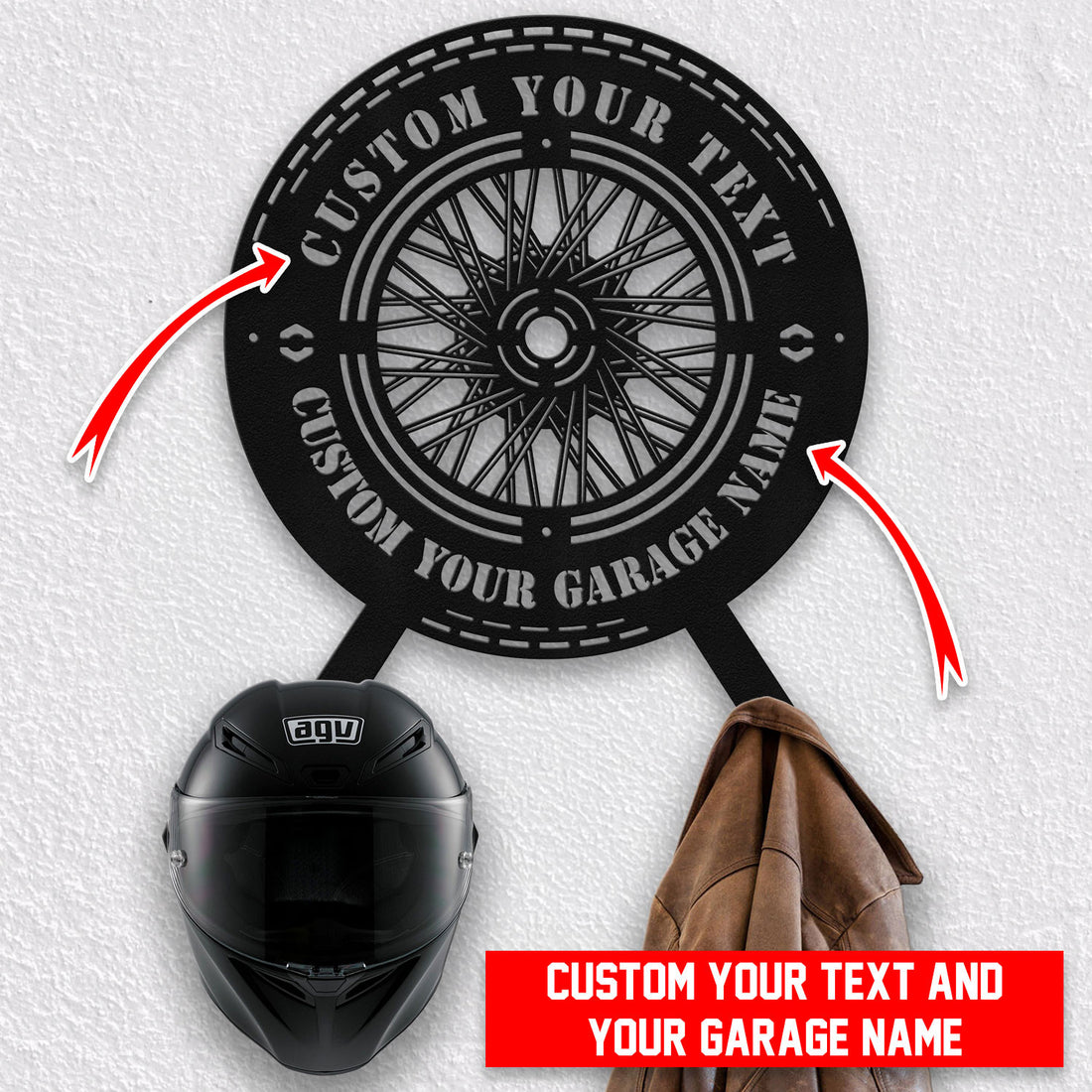 Bikergod Custom Name Motorcycle Helmet Holder Metal Sign Men Gift DH042025TS39