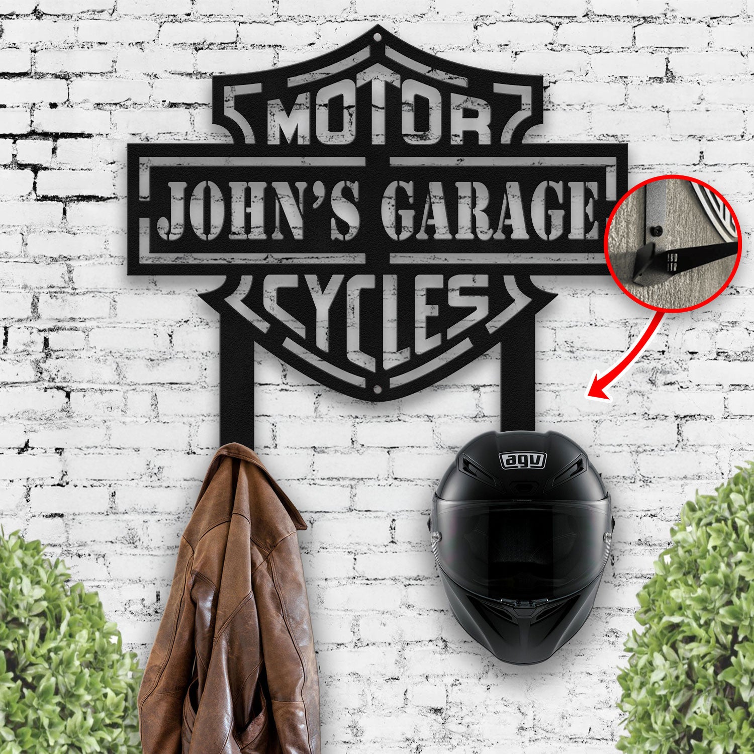 Bikergod Custom Name Motorcycle Helmet Holder Metal Sign Men Gift DH042025TS42