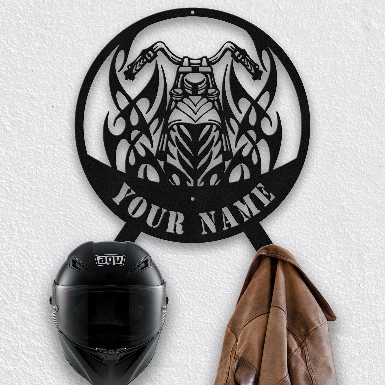 Bikergod Custom Name Motorcycle Helmet Holder Metal Sign Men Gift DH042025TS43