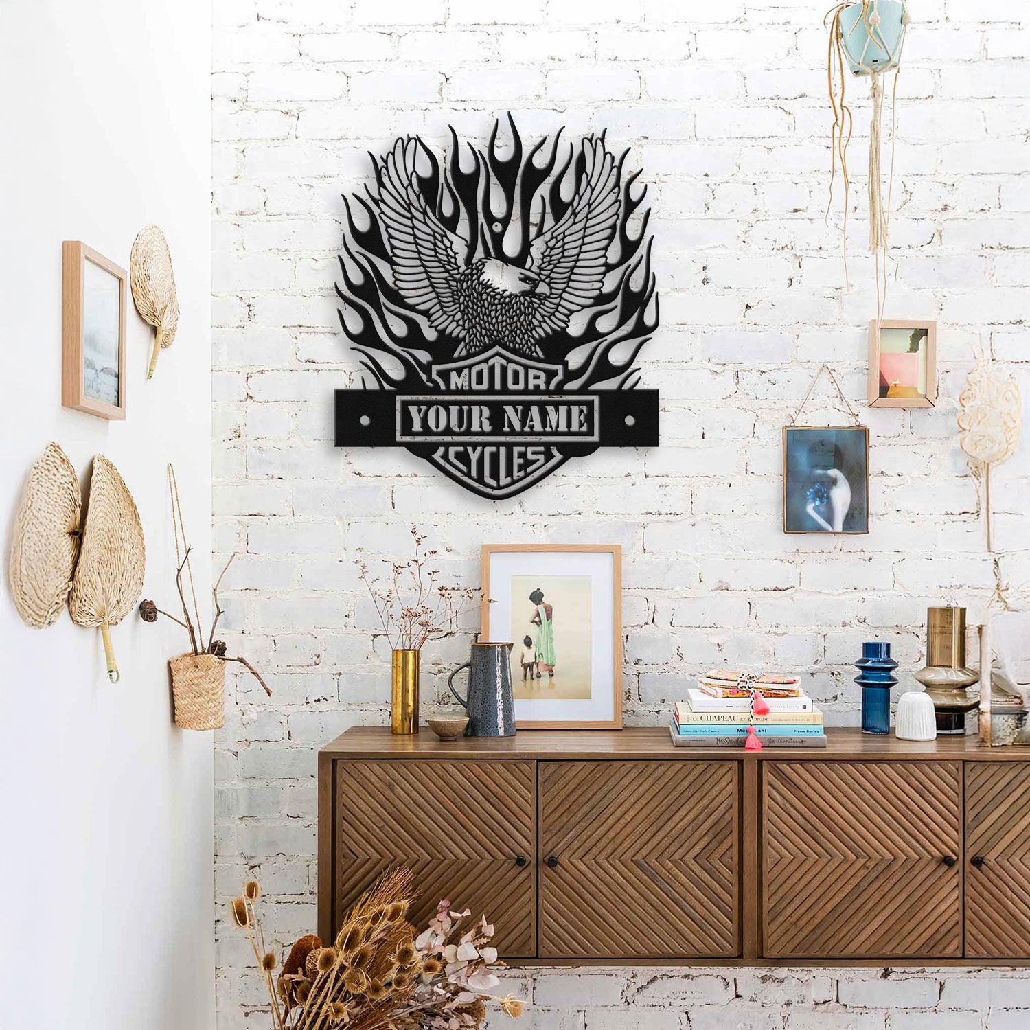 Bikergod Custom Name Motorcycle Helmet Holder Metal Sign Men Gift DH042025TS44