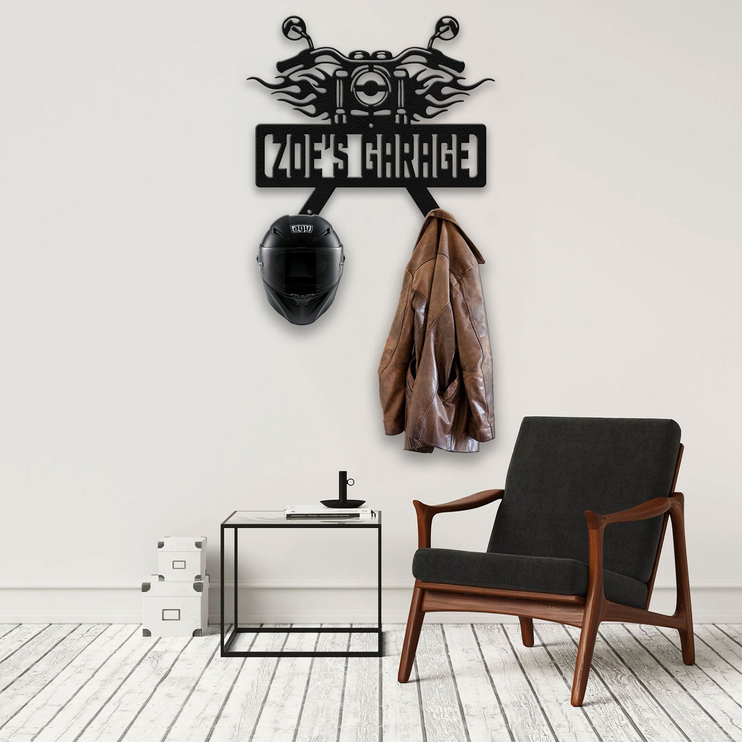 Bikergod Custom Name Motorcycle Helmet Holder Metal Sign Men Gift DH042025TS45