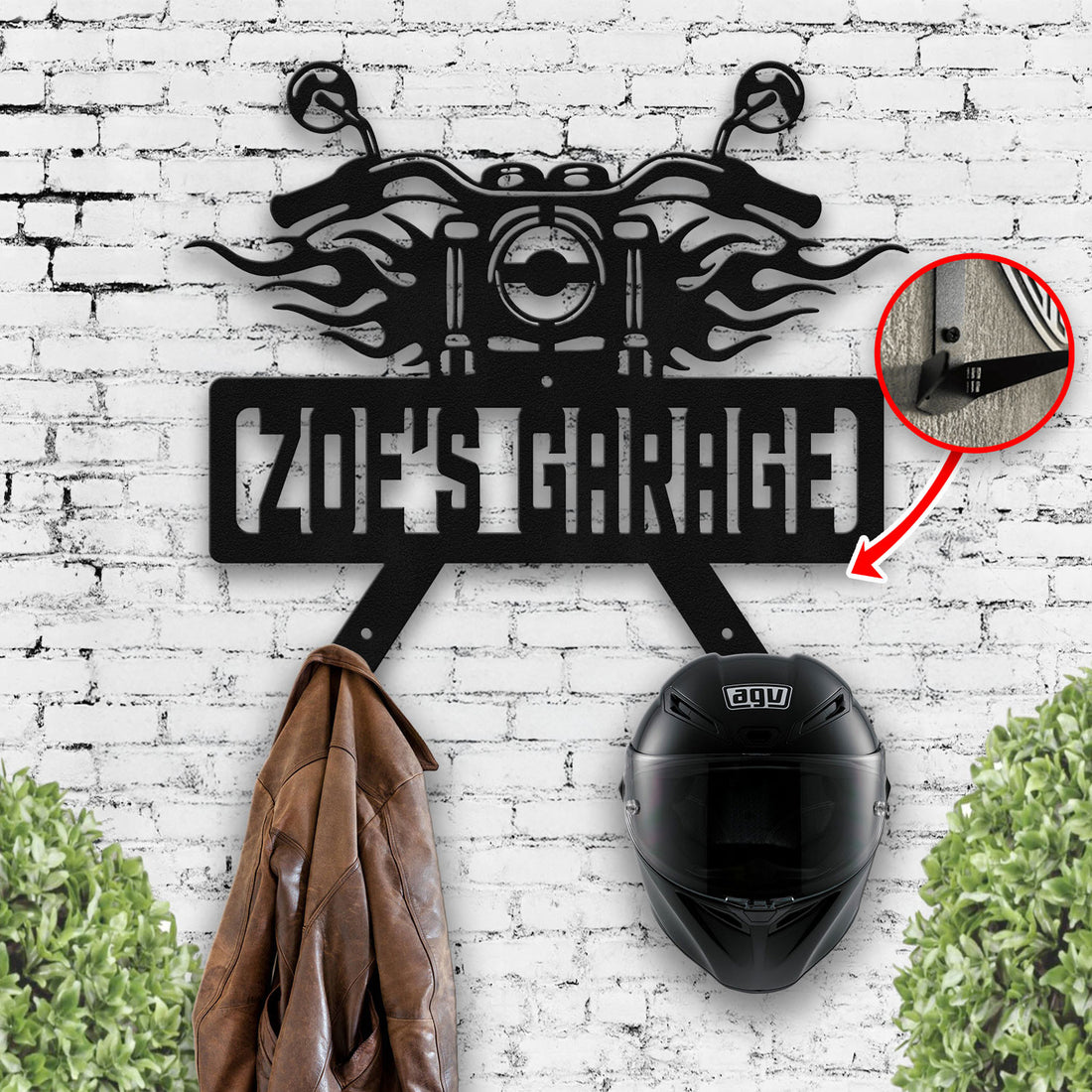 Bikergod Custom Name Motorcycle Helmet Holder Metal Sign Men Gift DH042025TS45