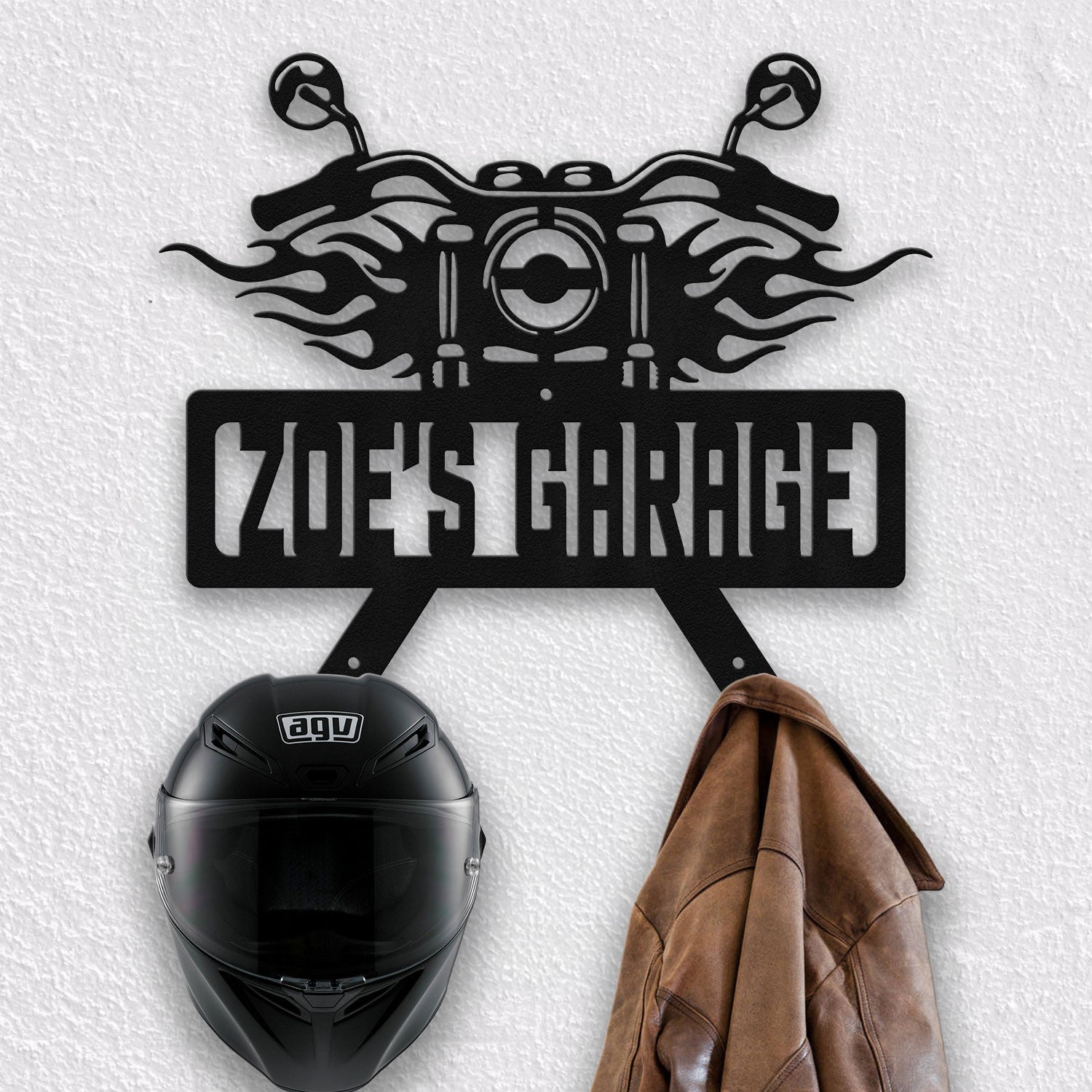 Bikergod Custom Name Motorcycle Helmet Holder Metal Sign Men Gift DH042025TS45