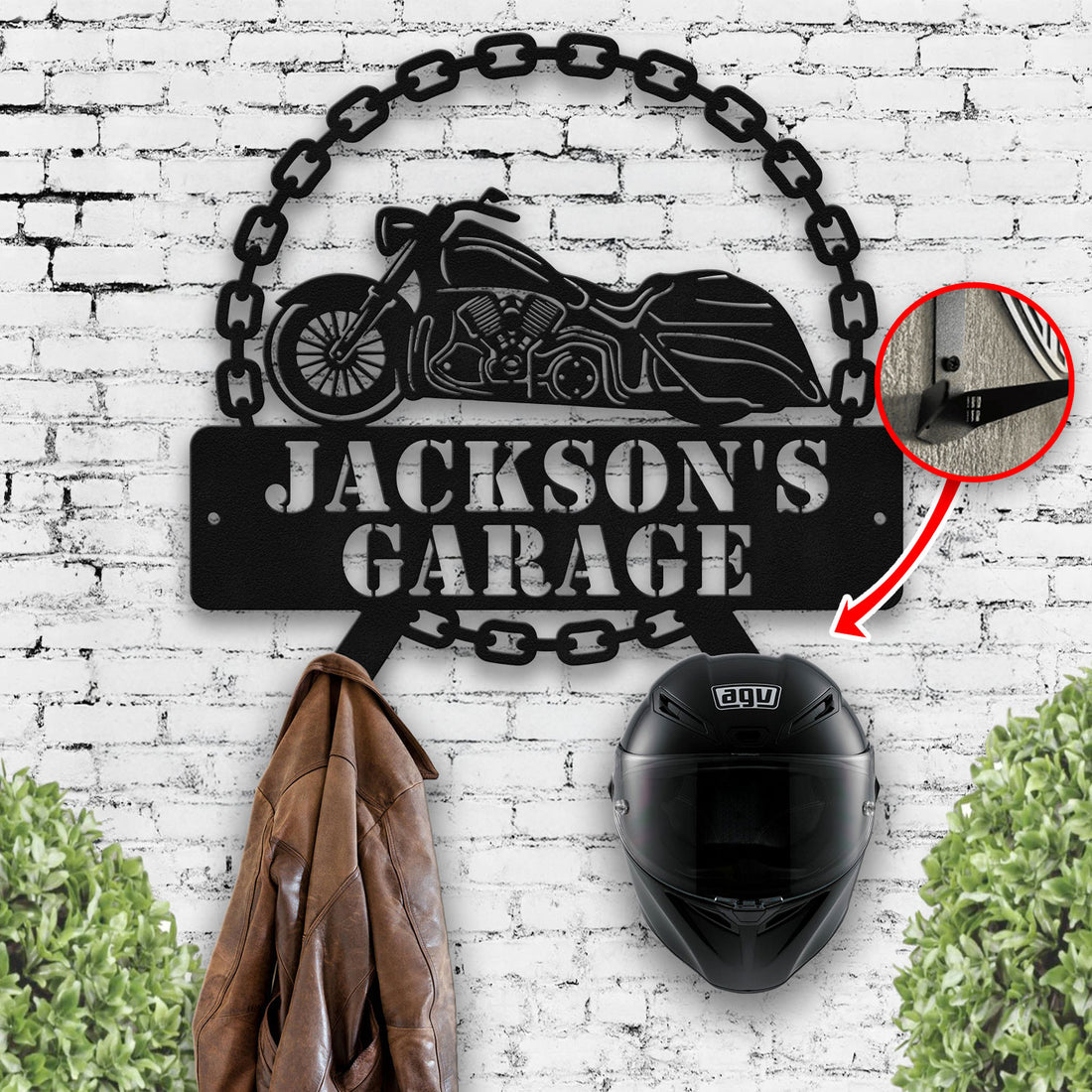 Bikergod Custom Name Motorcycle Helmet Holder Metal Sign Men Gift DH042025TS46