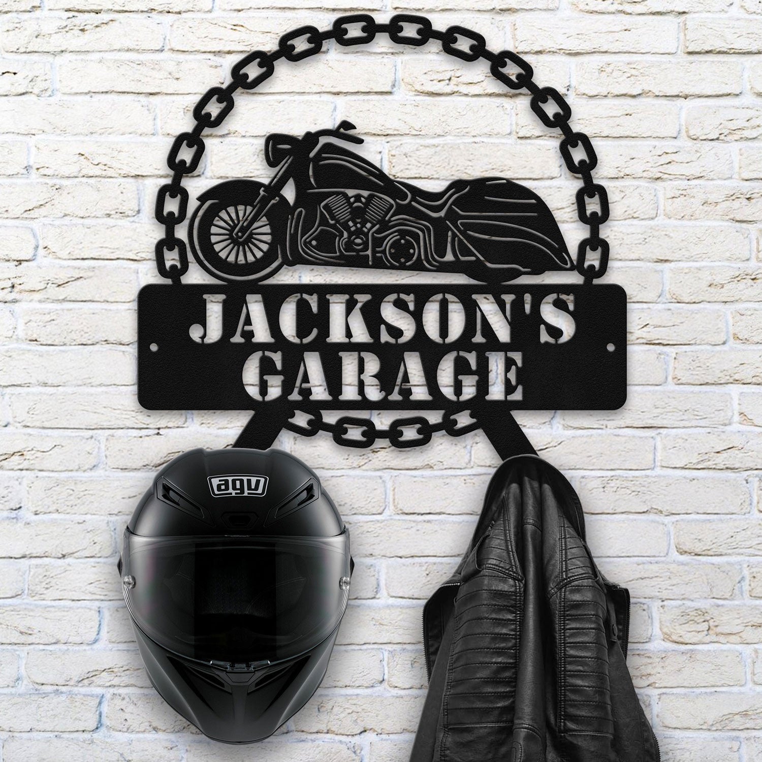 Bikergod Custom Name Motorcycle Helmet Holder Metal Sign Men Gift DH042025TS46