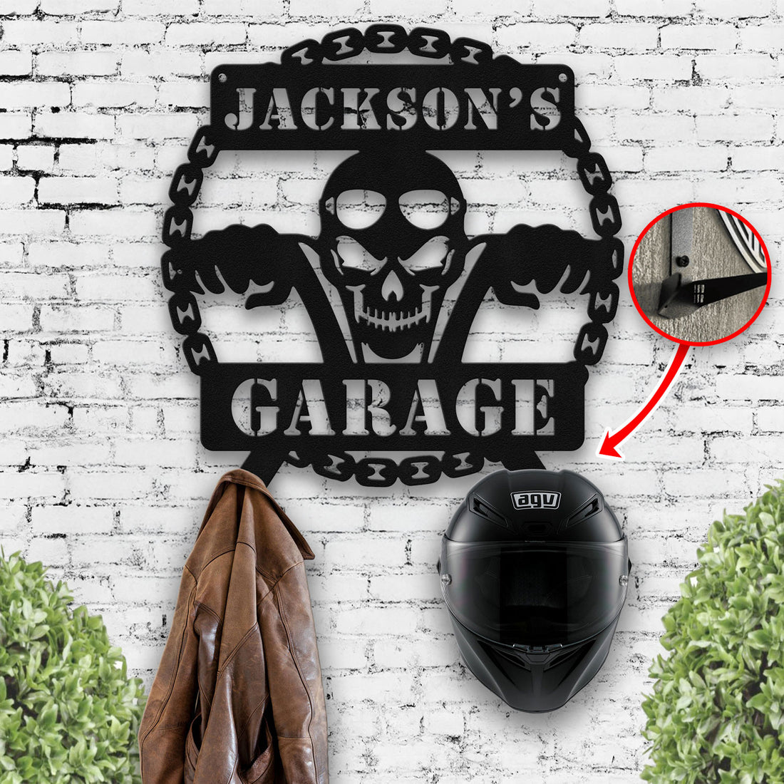 Bikergod Custom Name Motorcycle Helmet Holder Metal Sign Men Gift DH042025TS47