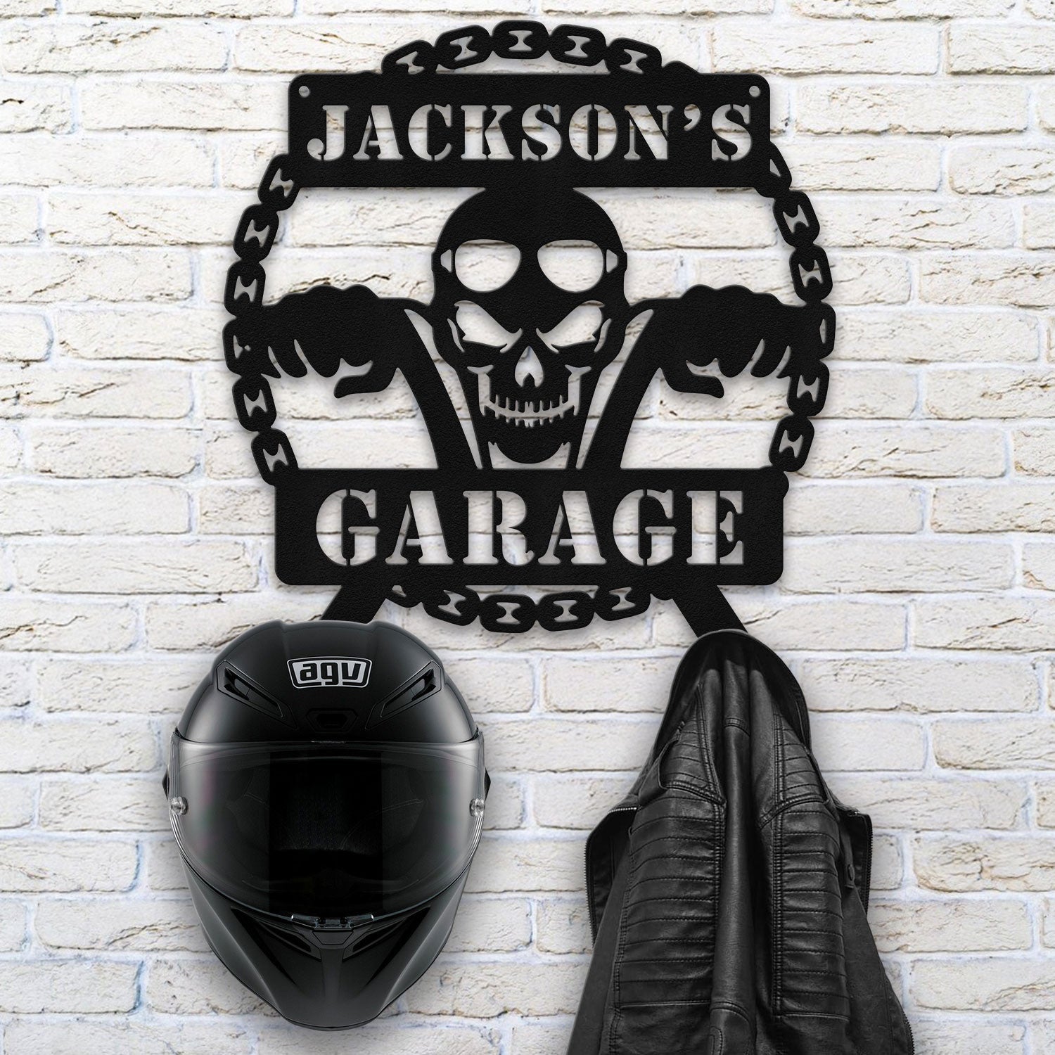 Bikergod Custom Name Motorcycle Helmet Holder Metal Sign Men Gift DH042025TS47