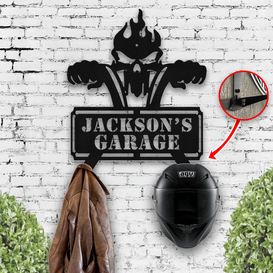 Bikergod Custom Name Motorcycle Helmet Holder Metal Sign– Motorcycle Men Gift DH042025TS48