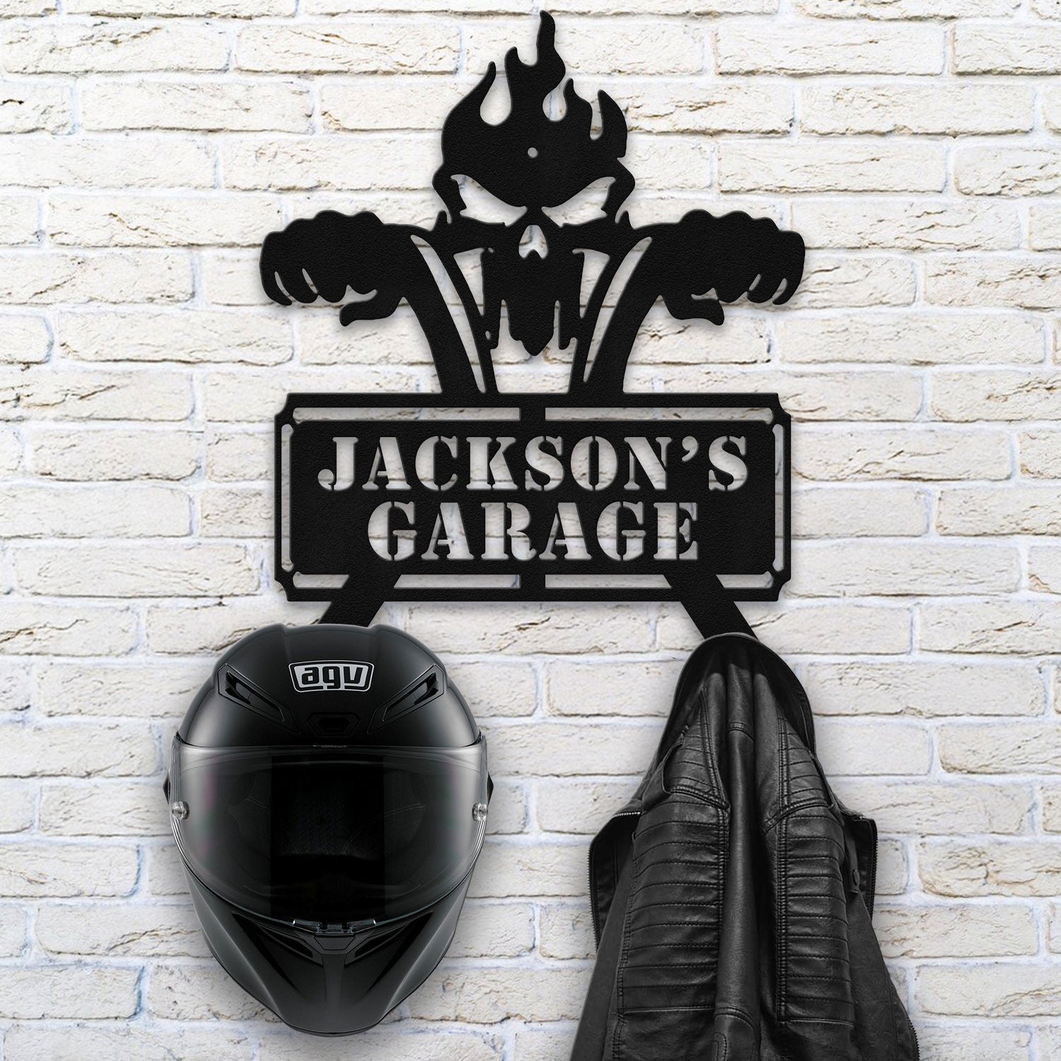 Bikergod Custom Name Motorcycle Helmet Holder Metal Sign– Motorcycle Men Gift DH042025TS48