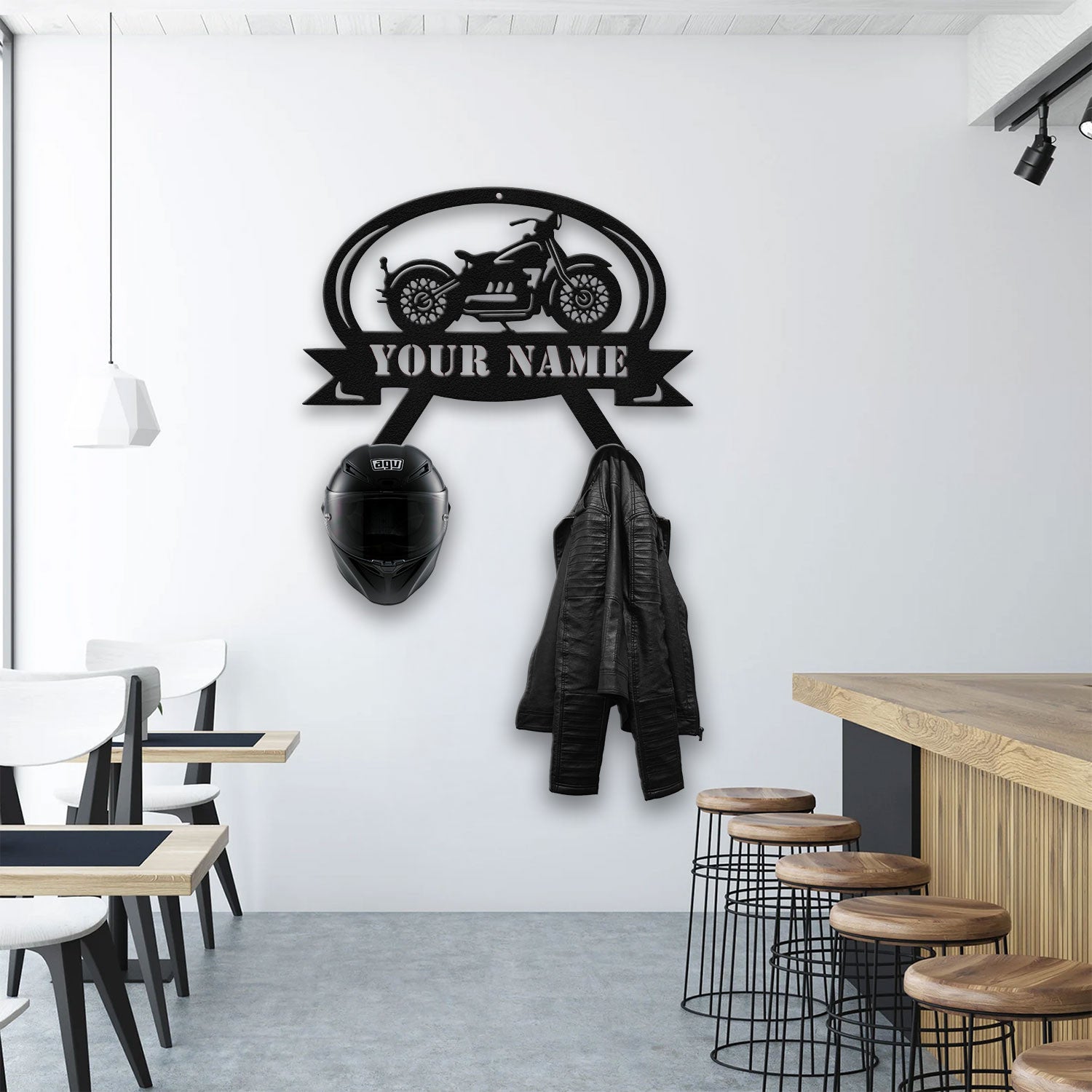 Bikergod Custom Name Motorcycle Helmet Holder Metal Sign Men Gift DH042025TS49