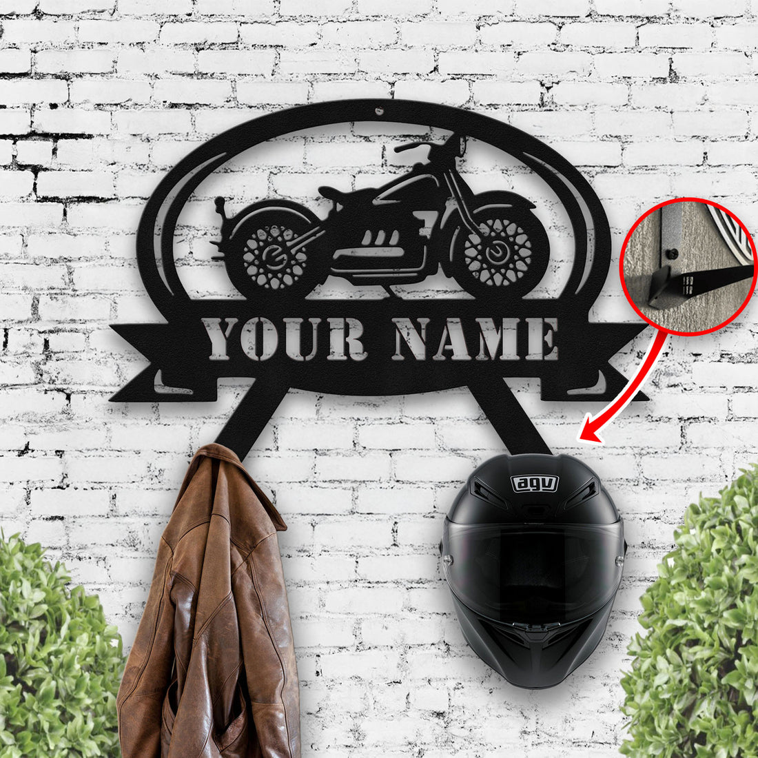 Bikergod Custom Name Motorcycle Helmet Holder Metal Sign Men Gift DH042025TS49