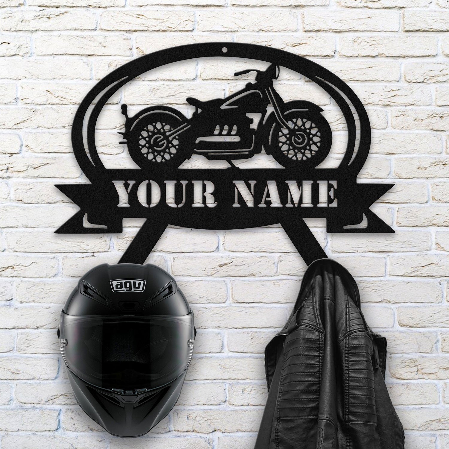 Bikergod Custom Name Motorcycle Helmet Holder Metal Sign Men Gift DH042025TS49