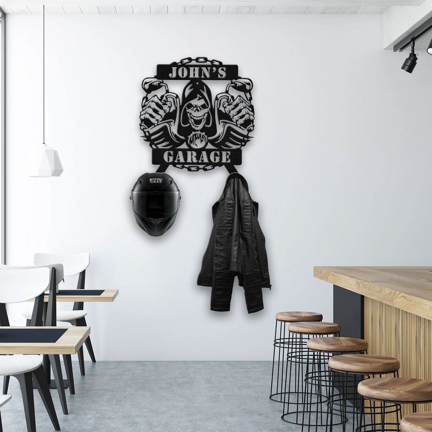 Bikergod Custom Name Motorcycle Helmet Holder Metal Sign Men Gift DH042025TS52