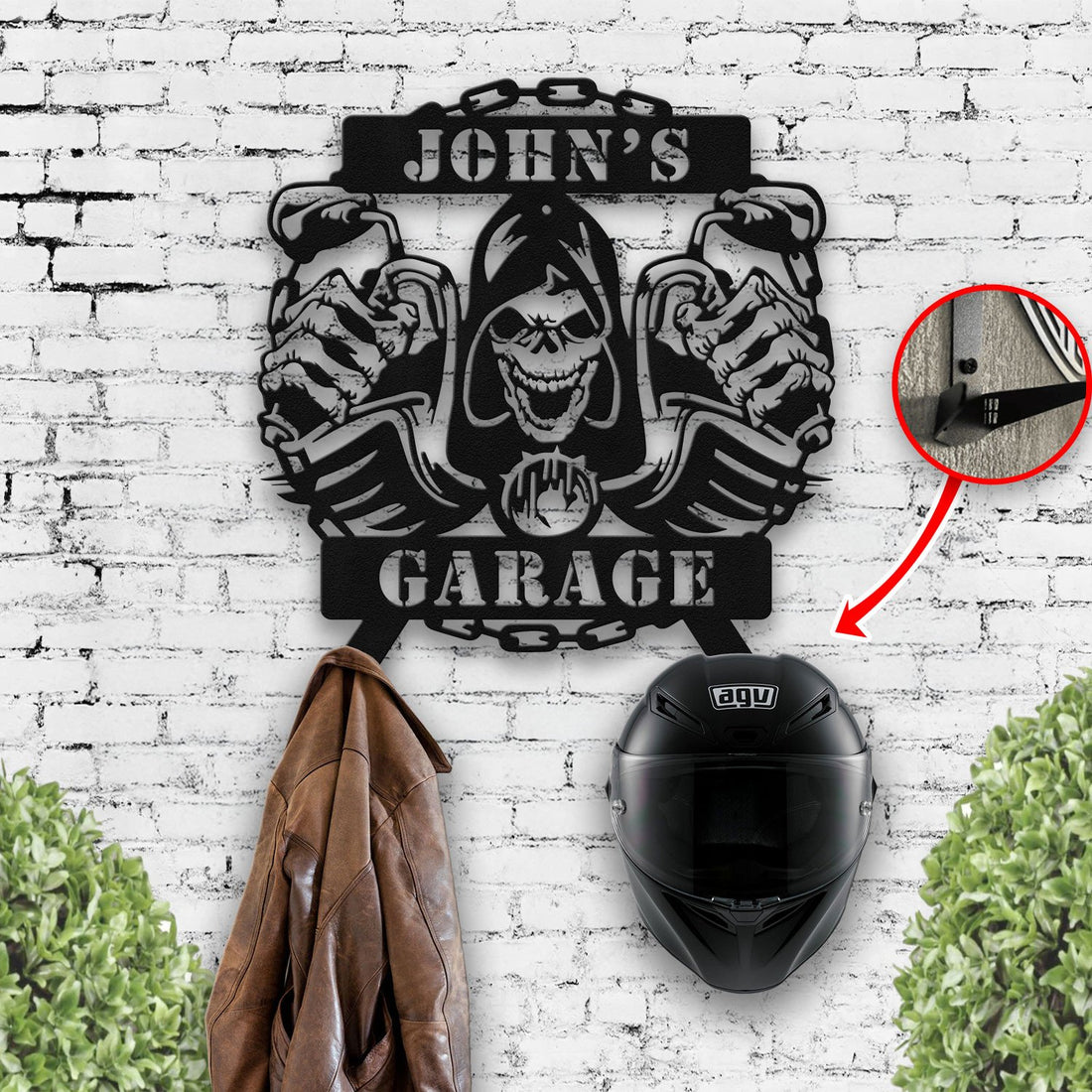 Bikergod Custom Name Motorcycle Helmet Holder Metal Sign Men Gift DH042025TS52
