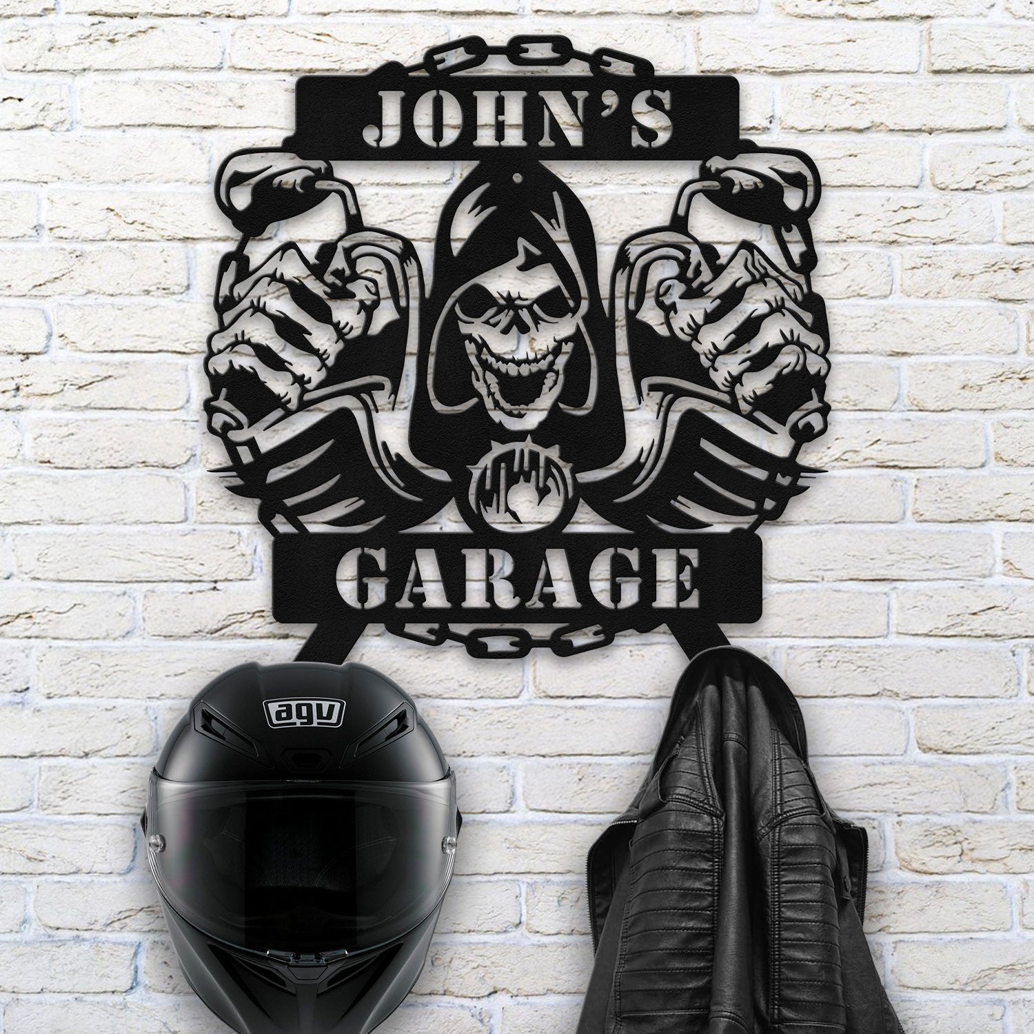 Bikergod Custom Name Motorcycle Helmet Holder Metal Sign Men Gift DH042025TS52