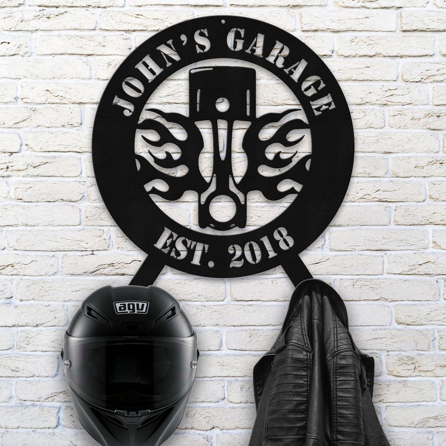 Bikergod Custom Name Motorcycle Helmet Holder Metal Sign Men Gift DH042025TS53