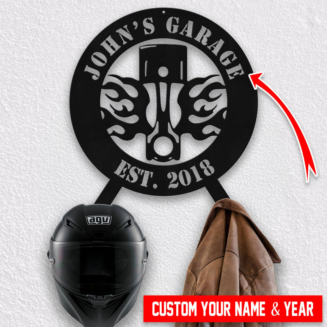 Bikergod Custom Name Motorcycle Helmet Holder Metal Sign Men Gift DH042025TS53