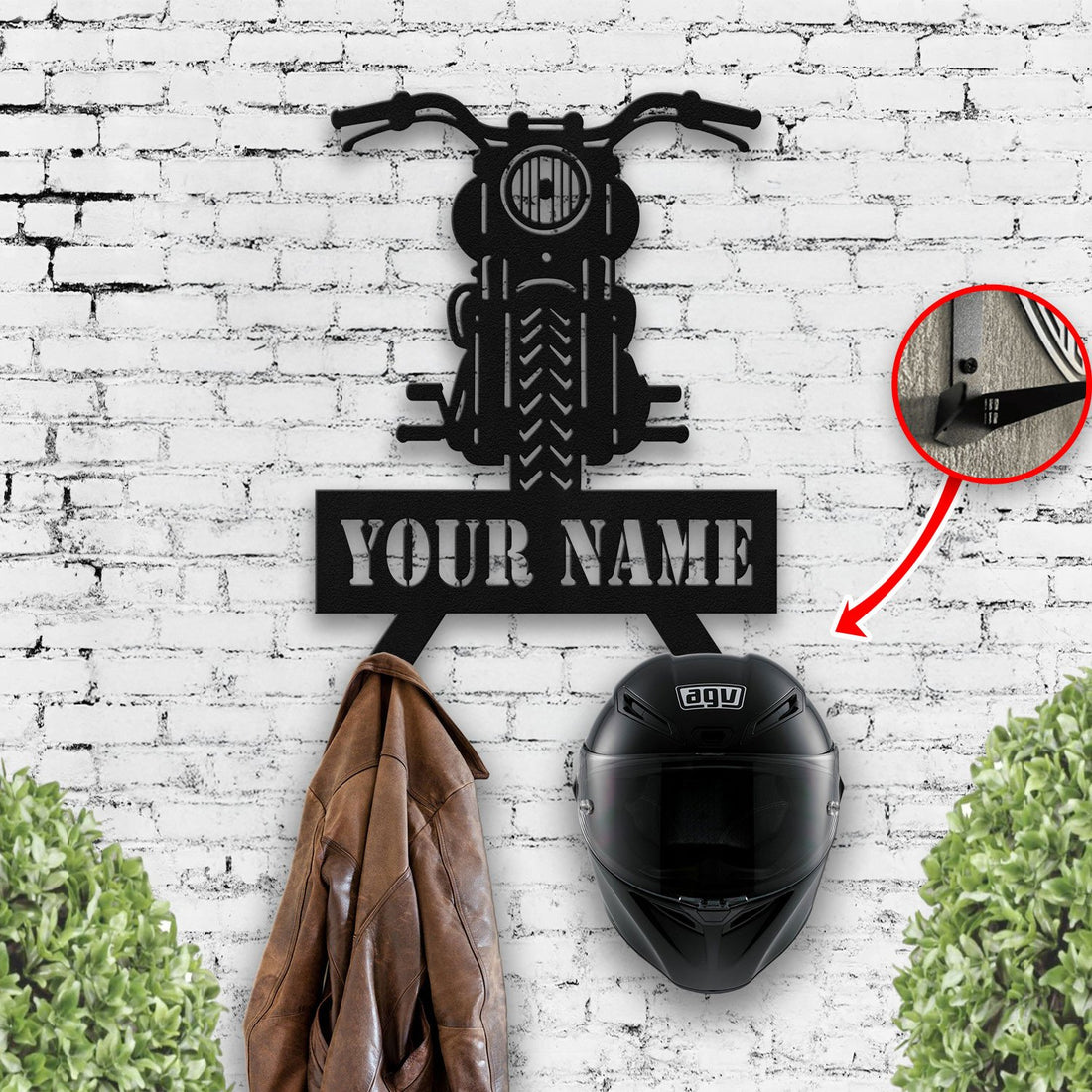 Bikergod Custom Name Motorcycle Helmet Holder Metal Sign Men Gift DH042025TS54