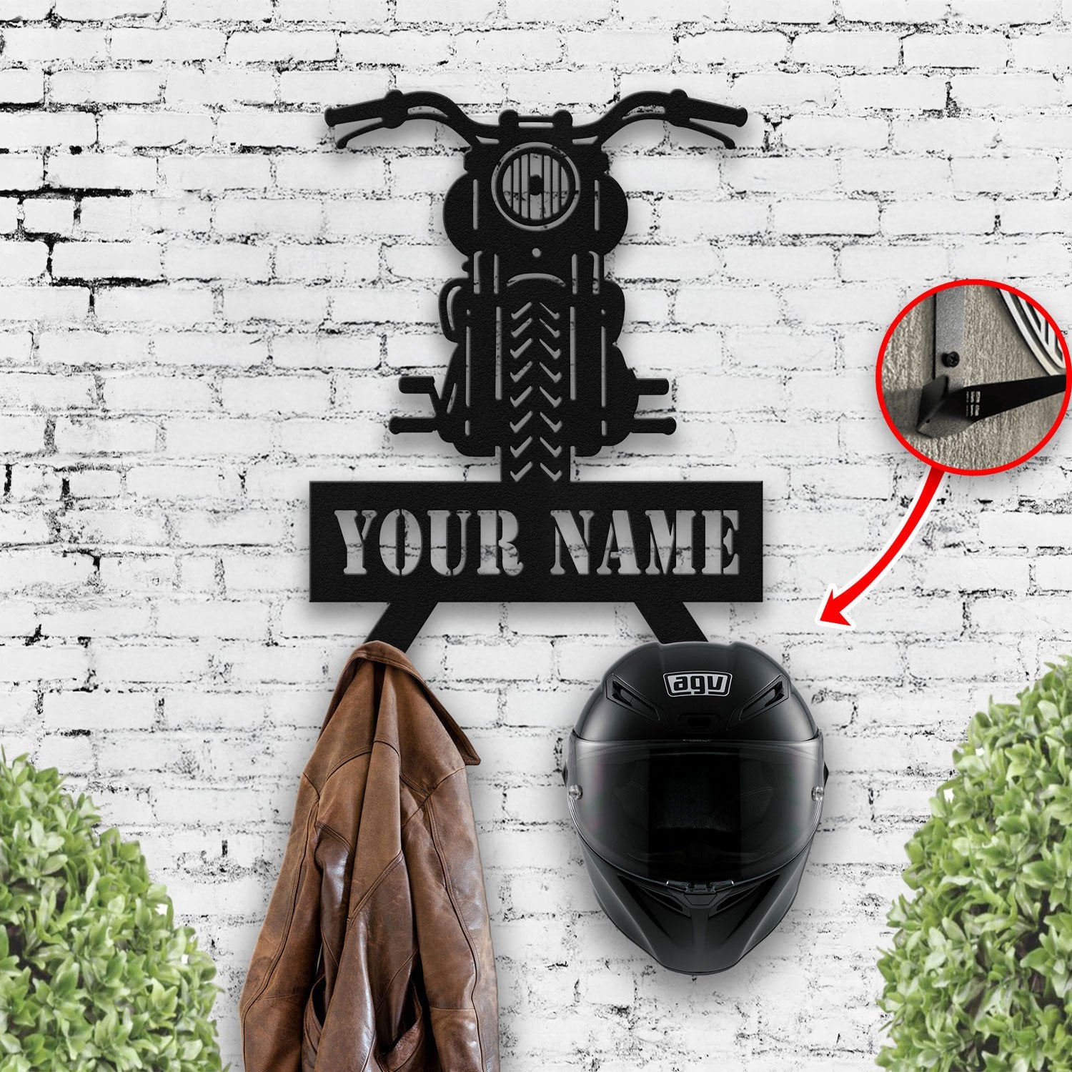 Bikergod Custom Name Motorcycle Helmet Holder Metal Sign Men Gift DH042025TS54