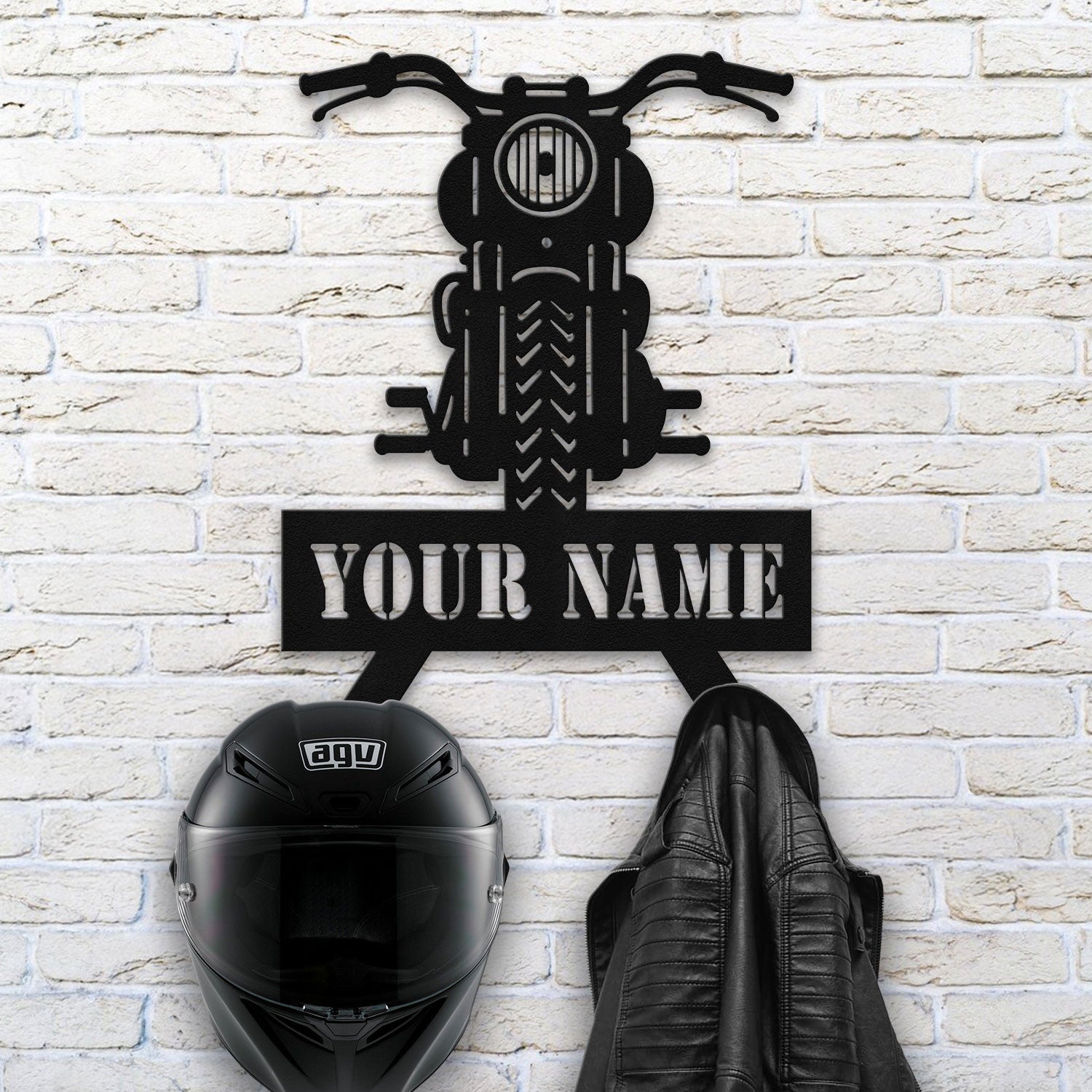 Bikergod Custom Name Motorcycle Helmet Holder Metal Sign Men Gift DH042025TS54
