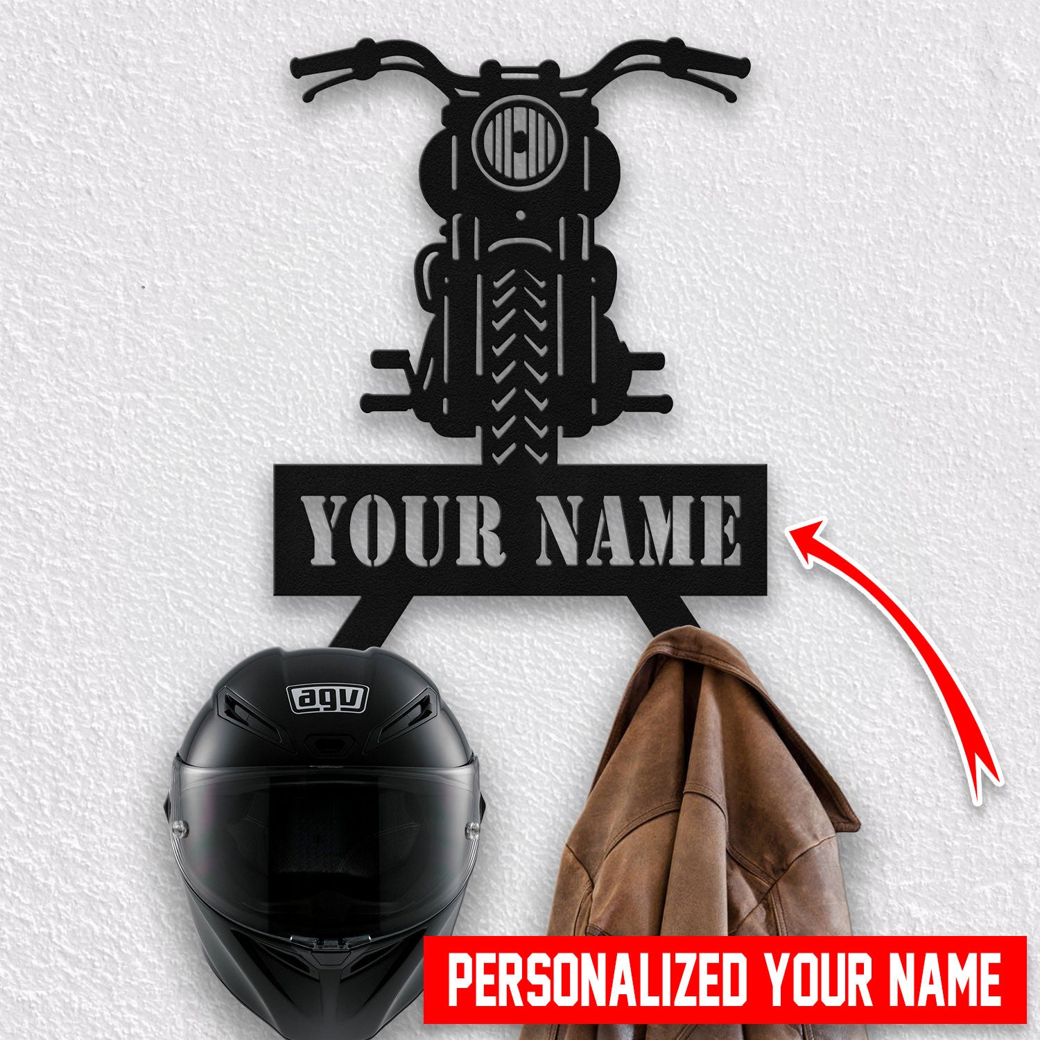 Bikergod Custom Name Motorcycle Helmet Holder Metal Sign Men Gift DH042025TS54