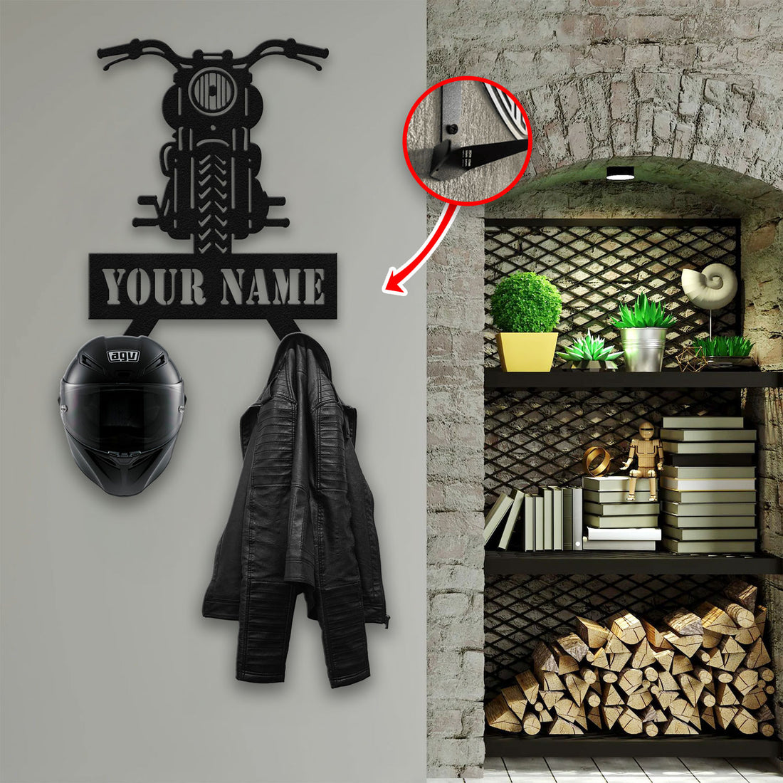 Bikergod Custom Name Motorcycle Helmet Holder Metal Sign Men Gift DH042025TS54