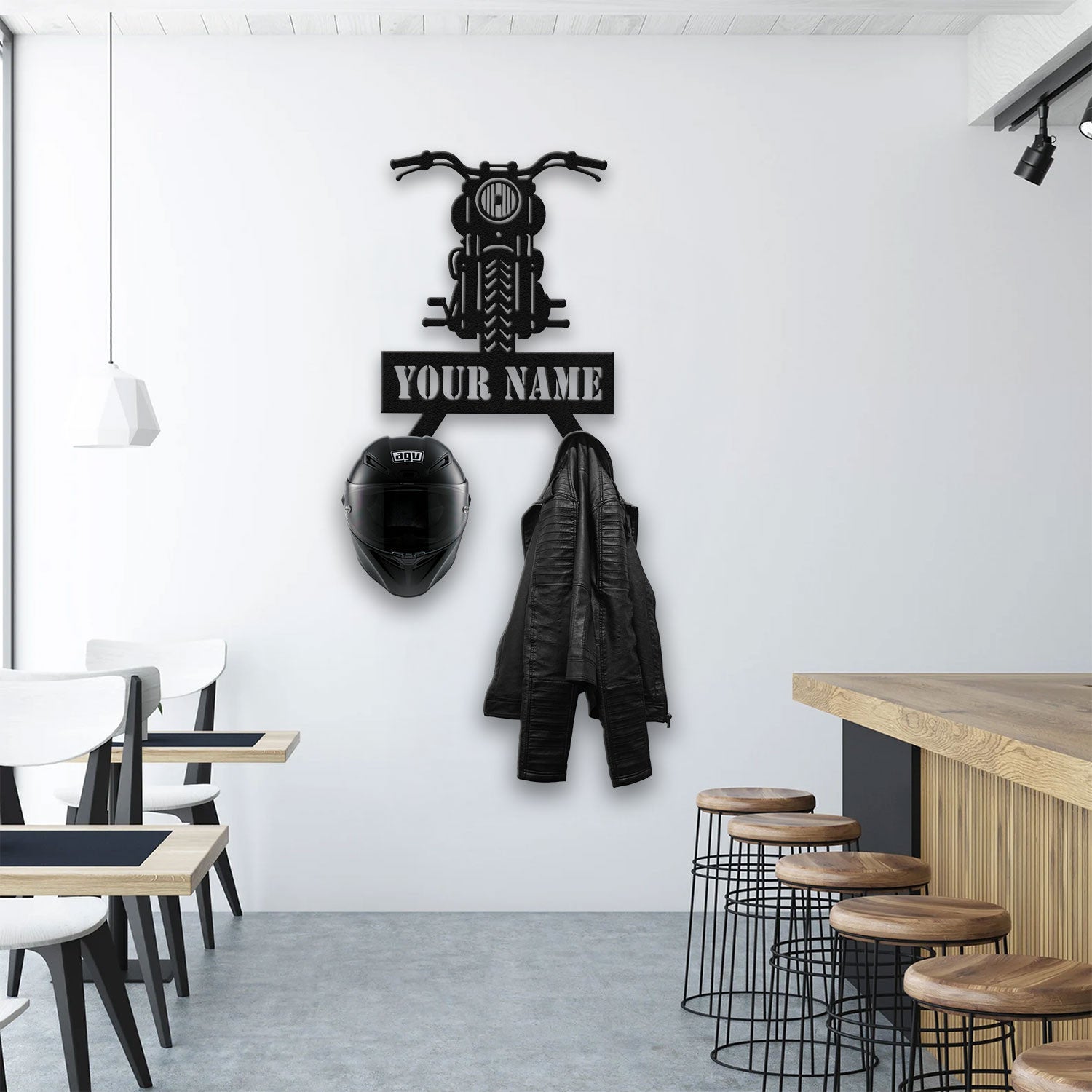 Bikergod Custom Name Motorcycle Helmet Holder Metal Sign Men Gift DH042025TS54