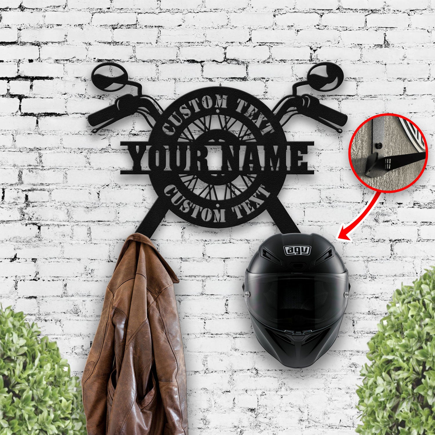 Bikergod Custom Name Motorcycle Helmet Holder Metal Sign Men Gift DH042025TS55